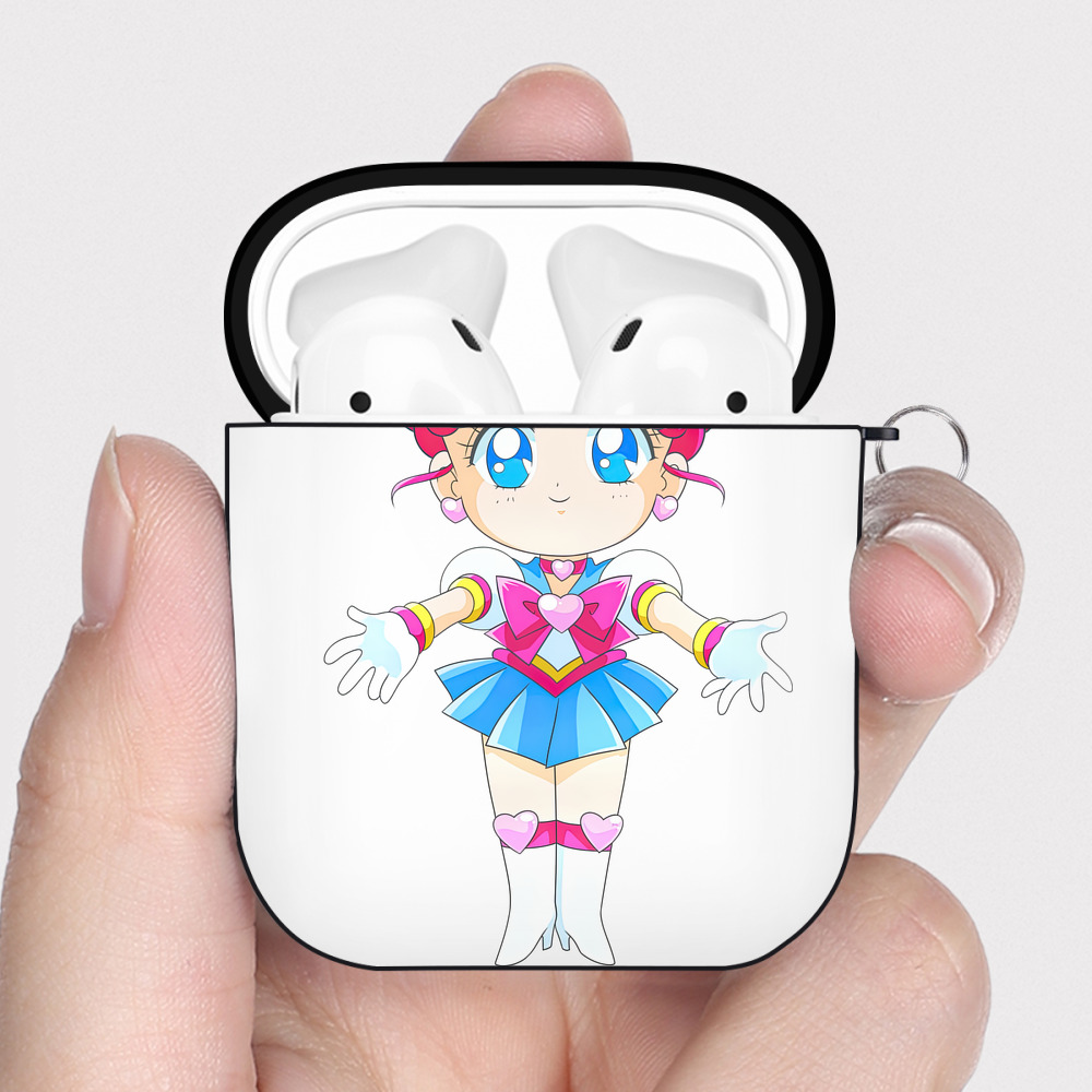 （画像用） 美少女戦士セーラームーン ちびうさ Sailor Moon Chibiusa Tsukino Usagi Small Lady Serenity AirPods 第2世代保護ケース ハードシェル ブラック 耐衝撃・防指紋・カラビナ付き