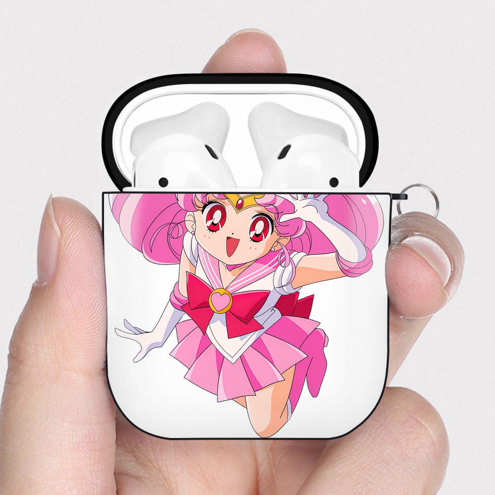 （画像用） 美少女戦士セーラームーン ちびうさ Sailor Moon Chibiusa Tsukino Usagi Small Lady Serenity AirPods 第2世代保護ケース ハードシェル ブラック 耐衝撃・防指紋・カラビナ付き