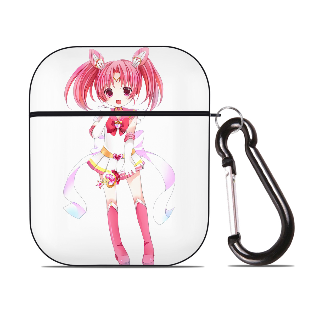 （画像用） 美少女戦士セーラームーン ちびうさ Sailor Moon Chibiusa Tsukino Usagi Small Lady Serenity AirPods 第2世代保護ケース ハードシェル ブラック 耐衝撃・防指紋・カラビナ付き