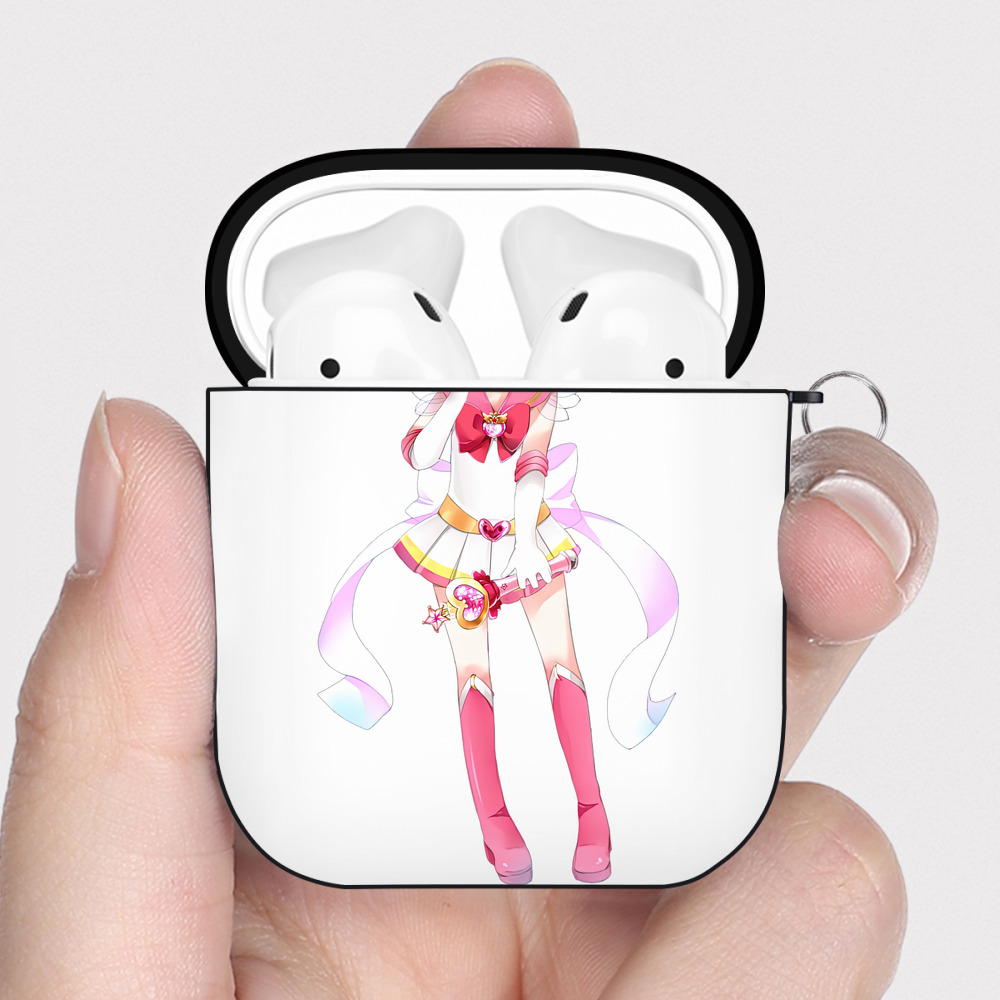 （画像用） 美少女戦士セーラームーン ちびうさ Sailor Moon Chibiusa Tsukino Usagi Small Lady Serenity AirPods 第2世代保護ケース ハードシェル ブラック 耐衝撃・防指紋・カラビナ付き