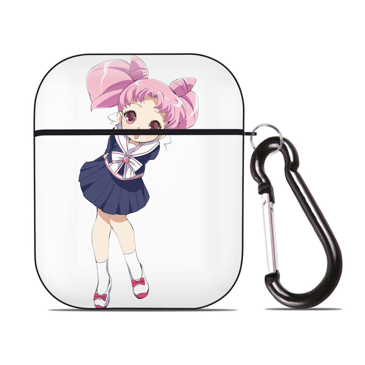 （画像用） 美少女戦士セーラームーン ちびうさ Sailor Moon Chibiusa Tsukino Usagi Small Lady Serenity AirPods 第2世代保護ケース ハードシェル ブラック 耐衝撃・防指紋・カラビナ付き