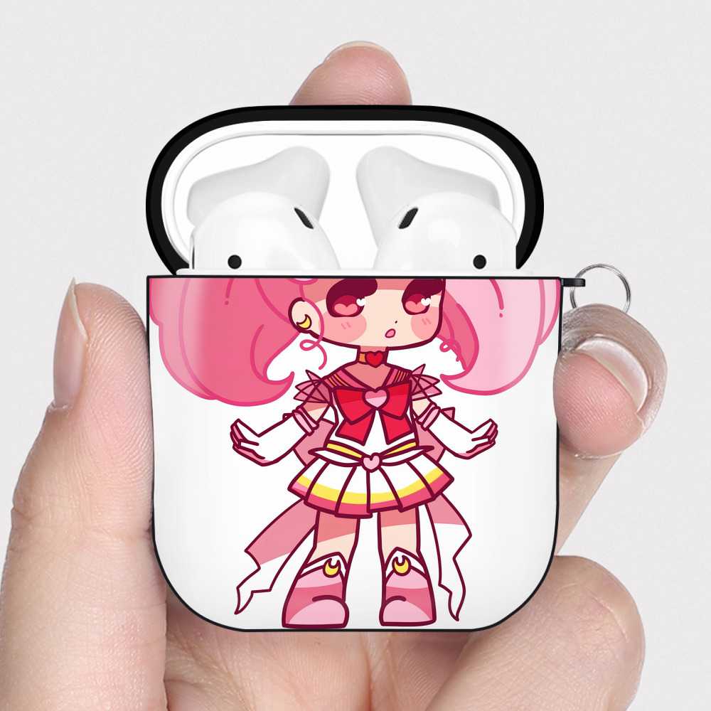 （画像用） 美少女戦士セーラームーン ちびうさ Sailor Moon Chibiusa Tsukino Usagi Small Lady Serenity AirPods 第2世代保護ケース ハードシェル ブラック 耐衝撃・防指紋・カラビナ付き