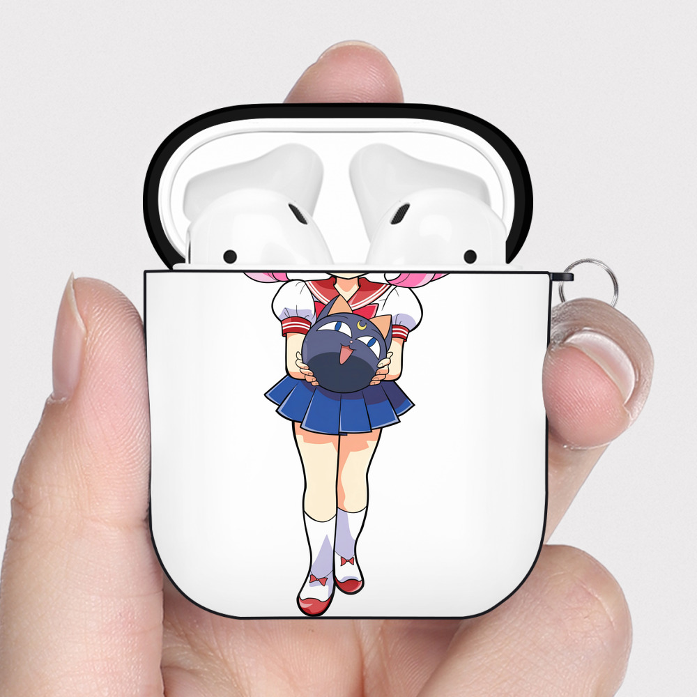 （画像用） 美少女戦士セーラームーン ちびうさ Sailor Moon Chibiusa Tsukino Usagi Small Lady Serenity AirPods 第2世代保護ケース ハードシェル ブラック 耐衝撃・防指紋・カラビナ付き