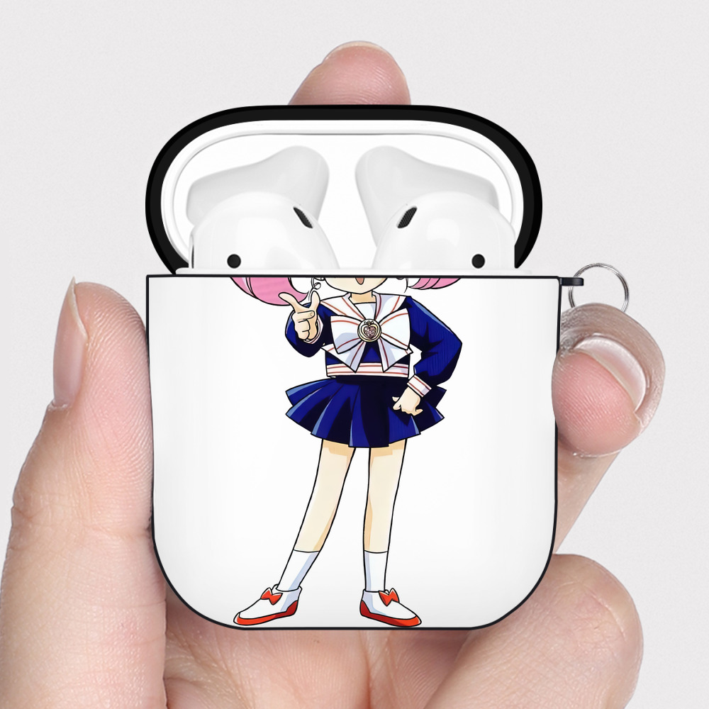（画像用） 美少女戦士セーラームーン ちびうさ Sailor Moon Chibiusa Tsukino Usagi Small Lady Serenity AirPods 第2世代保護ケース ハードシェル ブラック 耐衝撃・防指紋・カラビナ付き