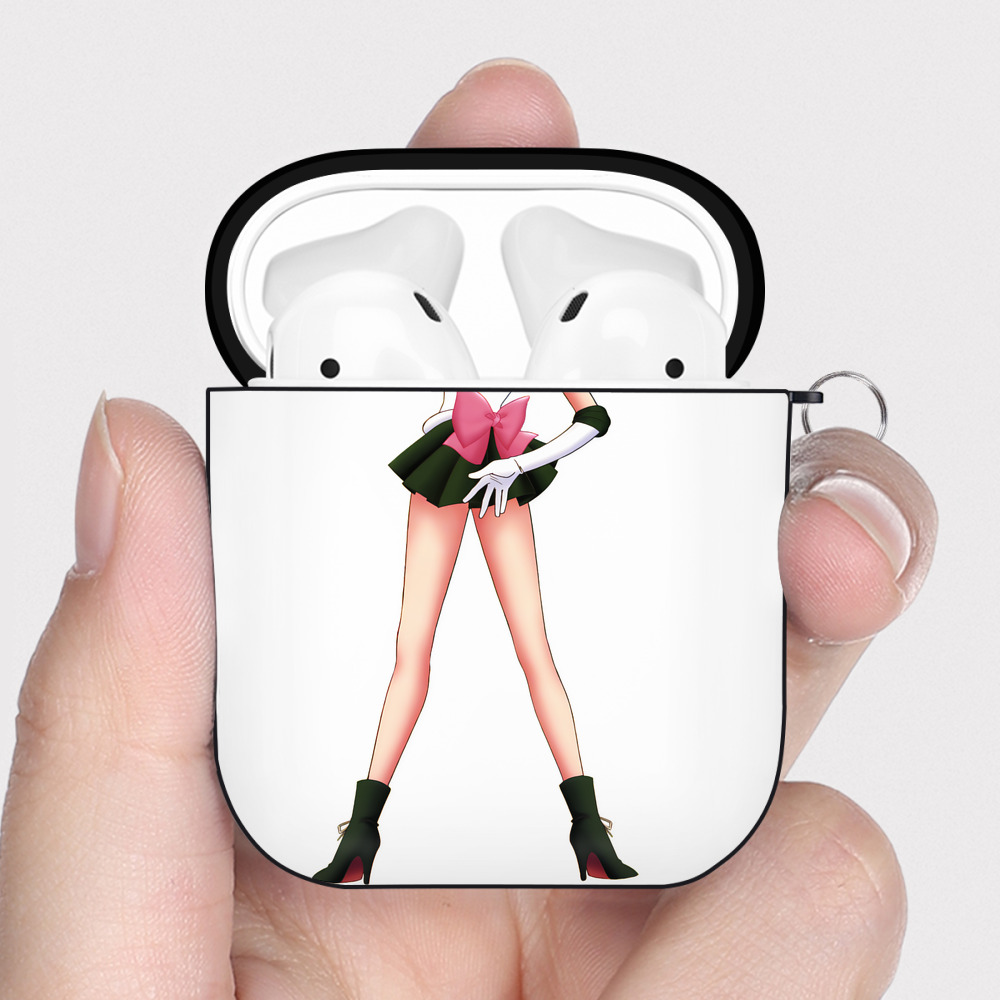 （画像用） 美少女戦士セーラームーン 木野 まこと きの まこと Sailor Moon Kino Makoto （セーラージュピター；Sailor Jupiter） AirPods 第2世代保護ケース ハードシェル ブラック 耐衝撃・防指紋・カラビナ付き