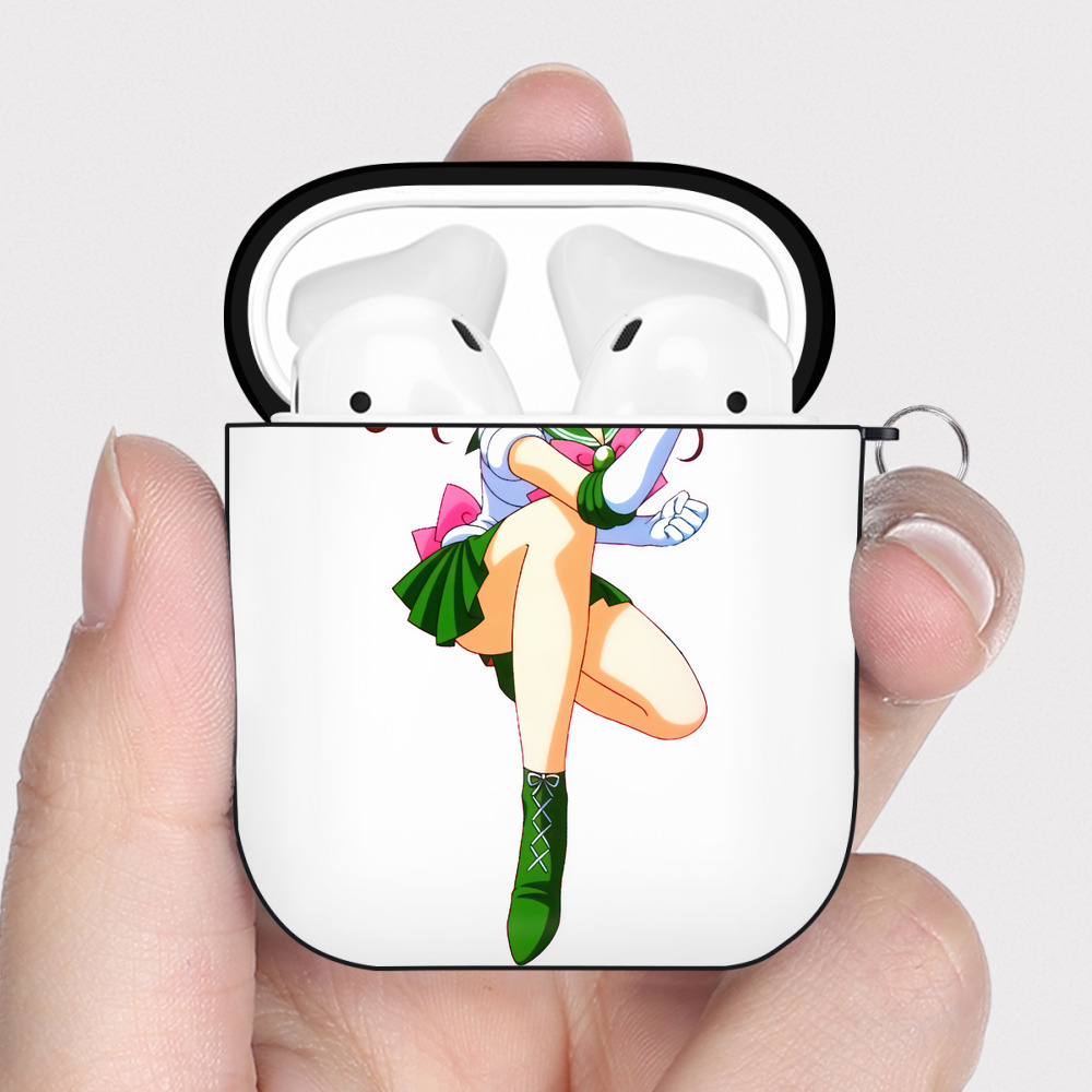 （画像用） 美少女戦士セーラームーン 木野 まこと きの まこと Sailor Moon Kino Makoto （セーラージュピター；Sailor Jupiter） AirPods 第2世代保護ケース ハードシェル ブラック 耐衝撃・防指紋・カラビナ付き