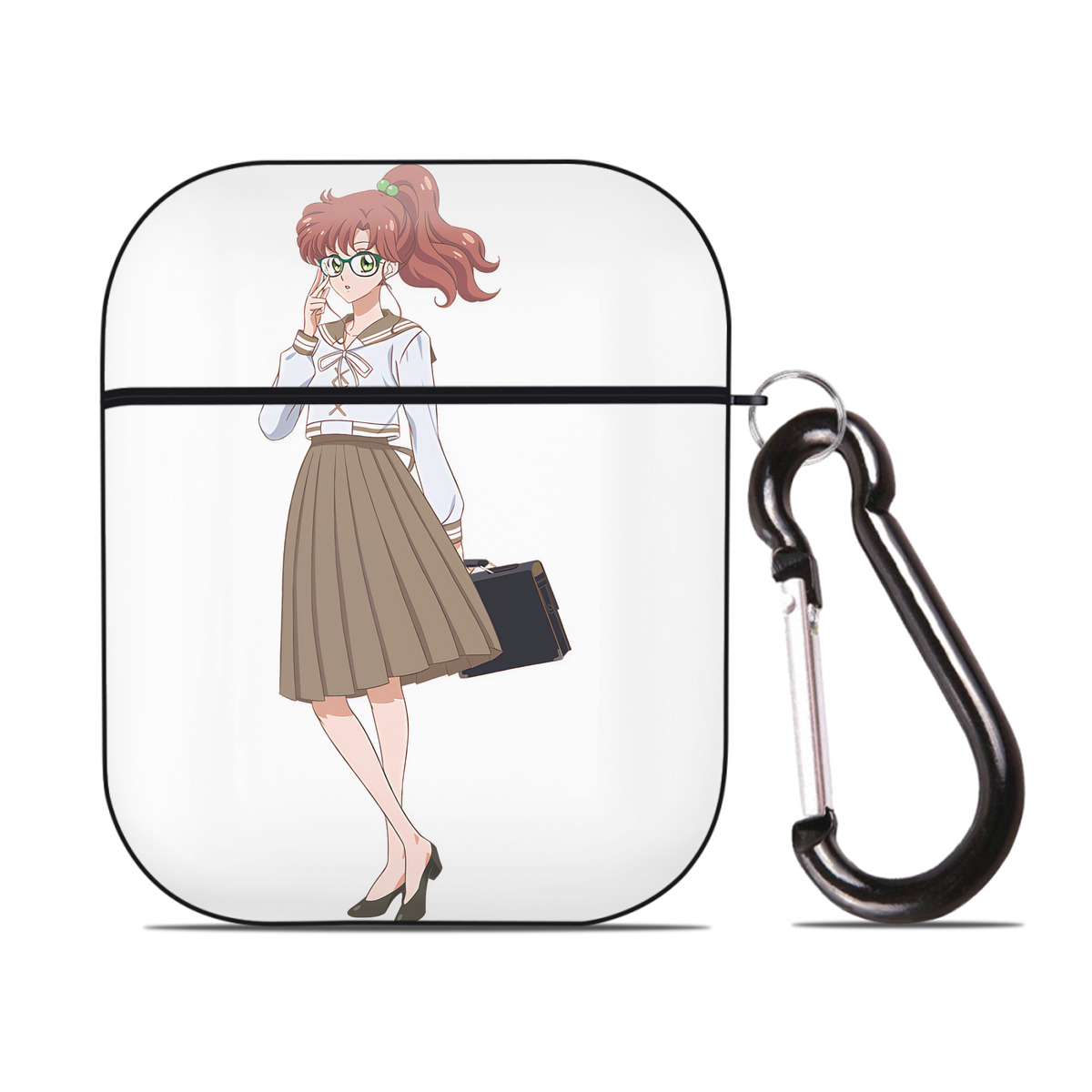 （画像用） 美少女戦士セーラームーン 木野 まこと きの まこと Sailor Moon Kino Makoto （セーラージュピター；Sailor Jupiter） AirPods 第2世代保護ケース ハードシェル ブラック 耐衝撃・防指紋・カラビナ付き