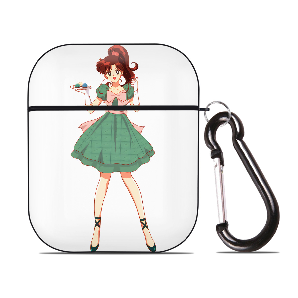 （画像用） 美少女戦士セーラームーン 木野 まこと きの まこと Sailor Moon Kino Makoto （セーラージュピター；Sailor Jupiter） AirPods 第2世代保護ケース ハードシェル ブラック 耐衝撃・防指紋・カラビナ付き