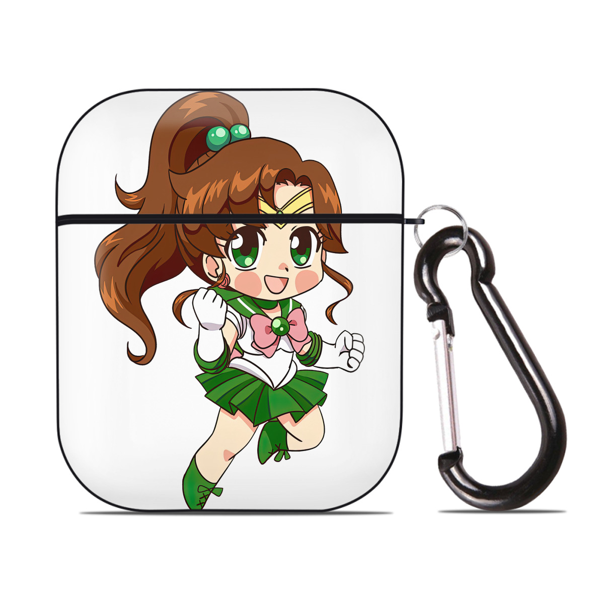 （画像用） 美少女戦士セーラームーン 木野 まこと きの まこと Sailor Moon Kino Makoto （セーラージュピター；Sailor Jupiter） AirPods 第2世代保護ケース ハードシェル ブラック 耐衝撃・防指紋・カラビナ付き