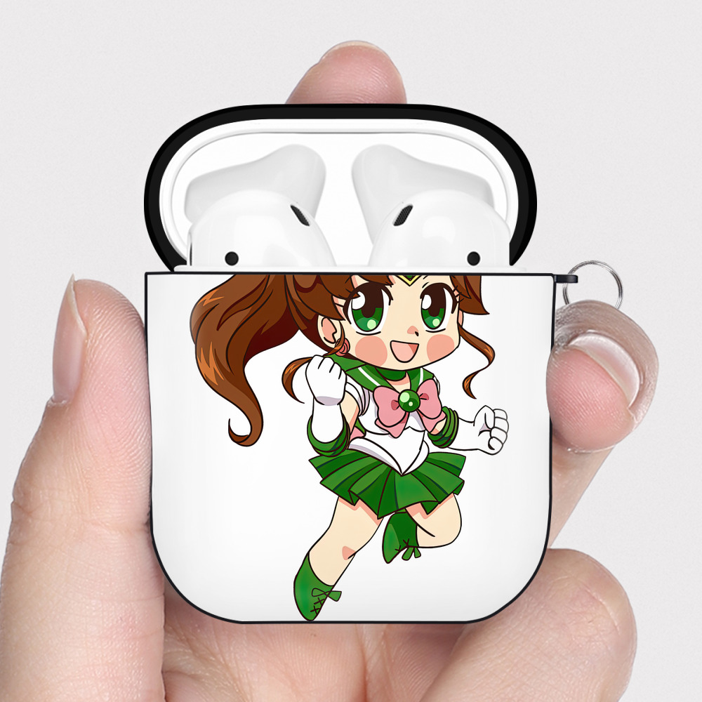 （画像用） 美少女戦士セーラームーン 木野 まこと きの まこと Sailor Moon Kino Makoto （セーラージュピター；Sailor Jupiter） AirPods 第2世代保護ケース ハードシェル ブラック 耐衝撃・防指紋・カラビナ付き