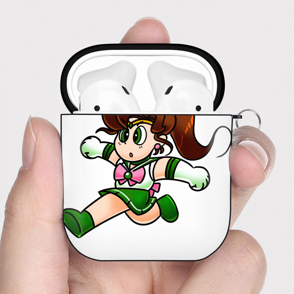 （画像用） 美少女戦士セーラームーン 木野 まこと きの まこと Sailor Moon Kino Makoto （セーラージュピター；Sailor Jupiter） AirPods 第2世代保護ケース ハードシェル ブラック 耐衝撃・防指紋・カラビナ付き