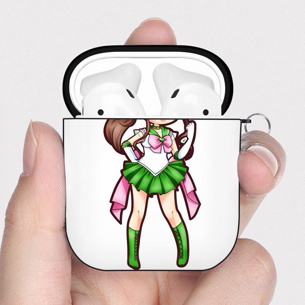 （画像用） 美少女戦士セーラームーン 木野 まこと きの まこと Sailor Moon Kino Makoto （セーラージュピター；Sailor Jupiter） AirPods 第2世代保護ケース ハードシェル ブラック 耐衝撃・防指紋・カラビナ付き