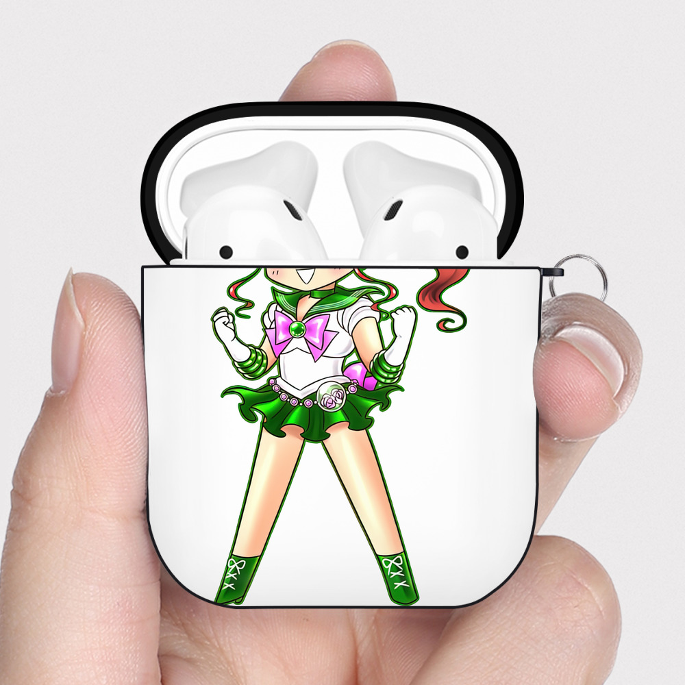（画像用） 美少女戦士セーラームーン 木野 まこと きの まこと Sailor Moon Kino Makoto （セーラージュピター；Sailor Jupiter） AirPods 第2世代保護ケース ハードシェル ブラック 耐衝撃・防指紋・カラビナ付き