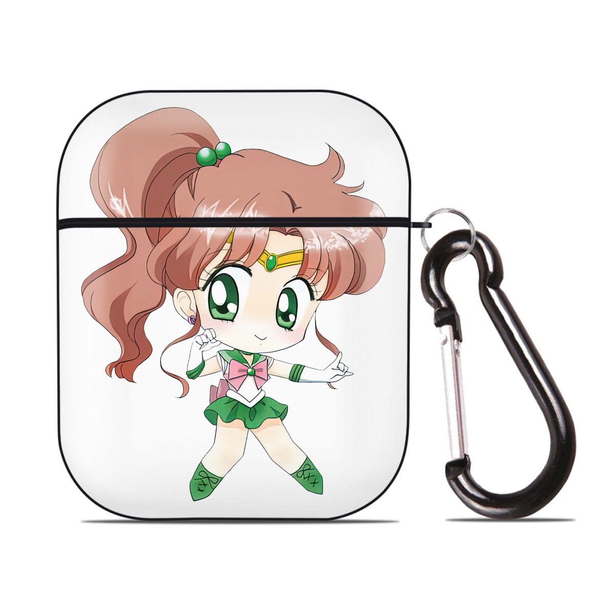 （画像用） 美少女戦士セーラームーン 木野 まこと きの まこと Sailor Moon Kino Makoto （セーラージュピター；Sailor Jupiter） AirPods 第2世代保護ケース ハードシェル ブラック 耐衝撃・防指紋・カラビナ付き
