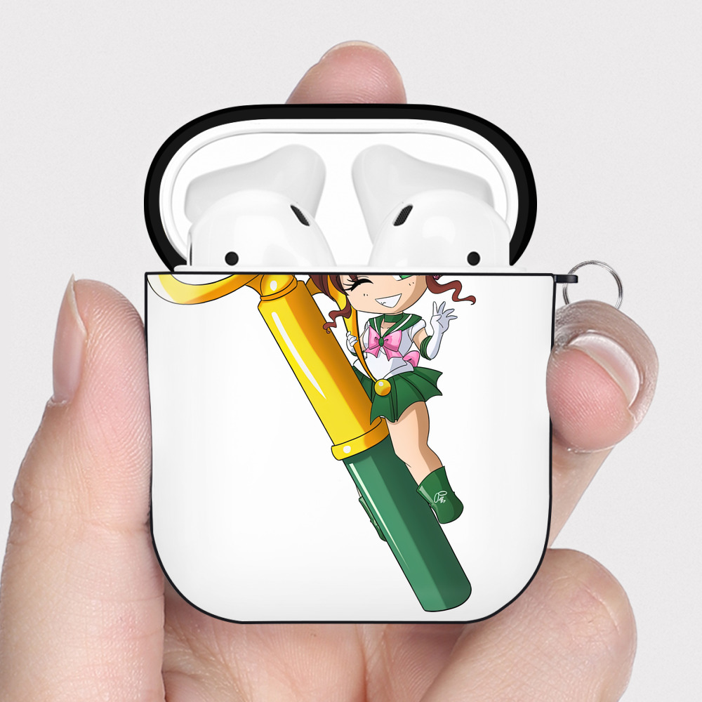 （画像用） 美少女戦士セーラームーン 木野 まこと きの まこと Sailor Moon Kino Makoto （セーラージュピター；Sailor Jupiter） AirPods 第2世代保護ケース ハードシェル ブラック 耐衝撃・防指紋・カラビナ付き