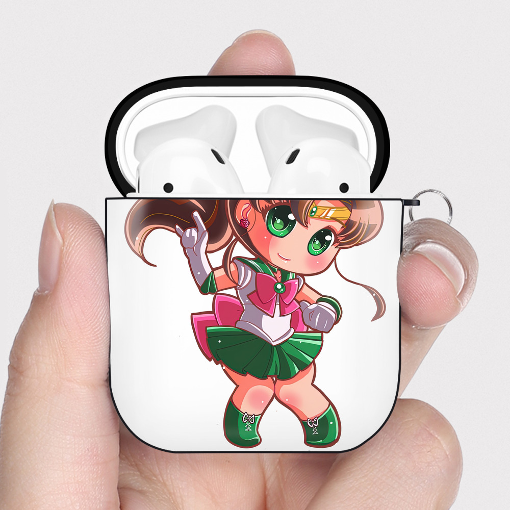 （画像用） 美少女戦士セーラームーン 木野 まこと きの まこと Sailor Moon Kino Makoto （セーラージュピター；Sailor Jupiter） AirPods 第2世代保護ケース ハードシェル ブラック 耐衝撃・防指紋・カラビナ付き