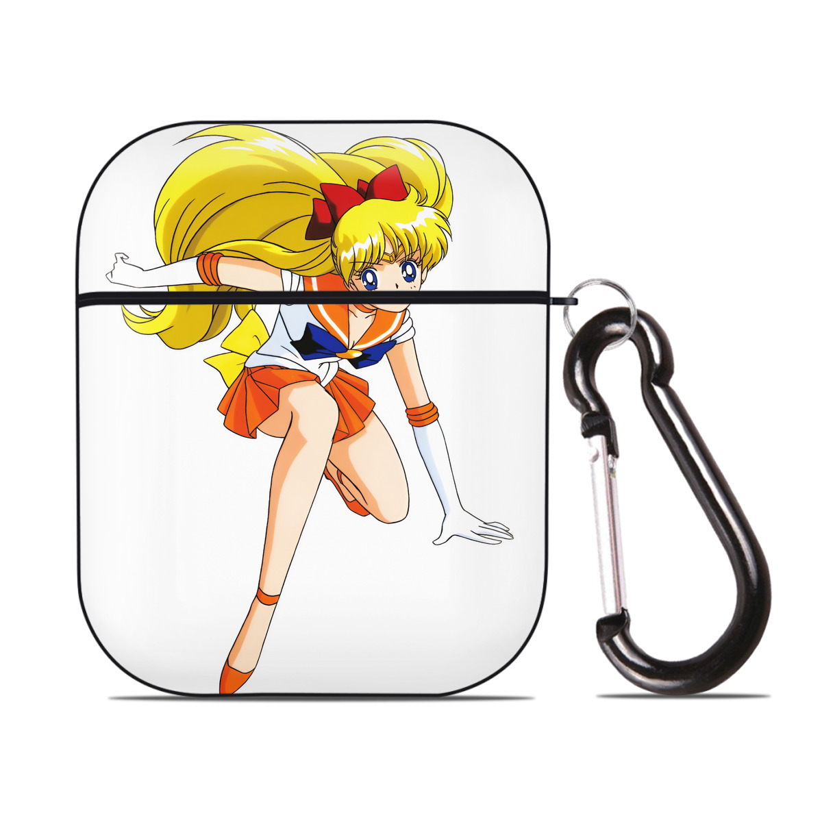 （画像用） 美少女戦士セーラームーン 愛野 美奈子 あいの みなこ Sailor Moon Aino Minako AirPods 第2世代保護ケース ハードシェル ブラック 耐衝撃・防指紋・カラビナ付き