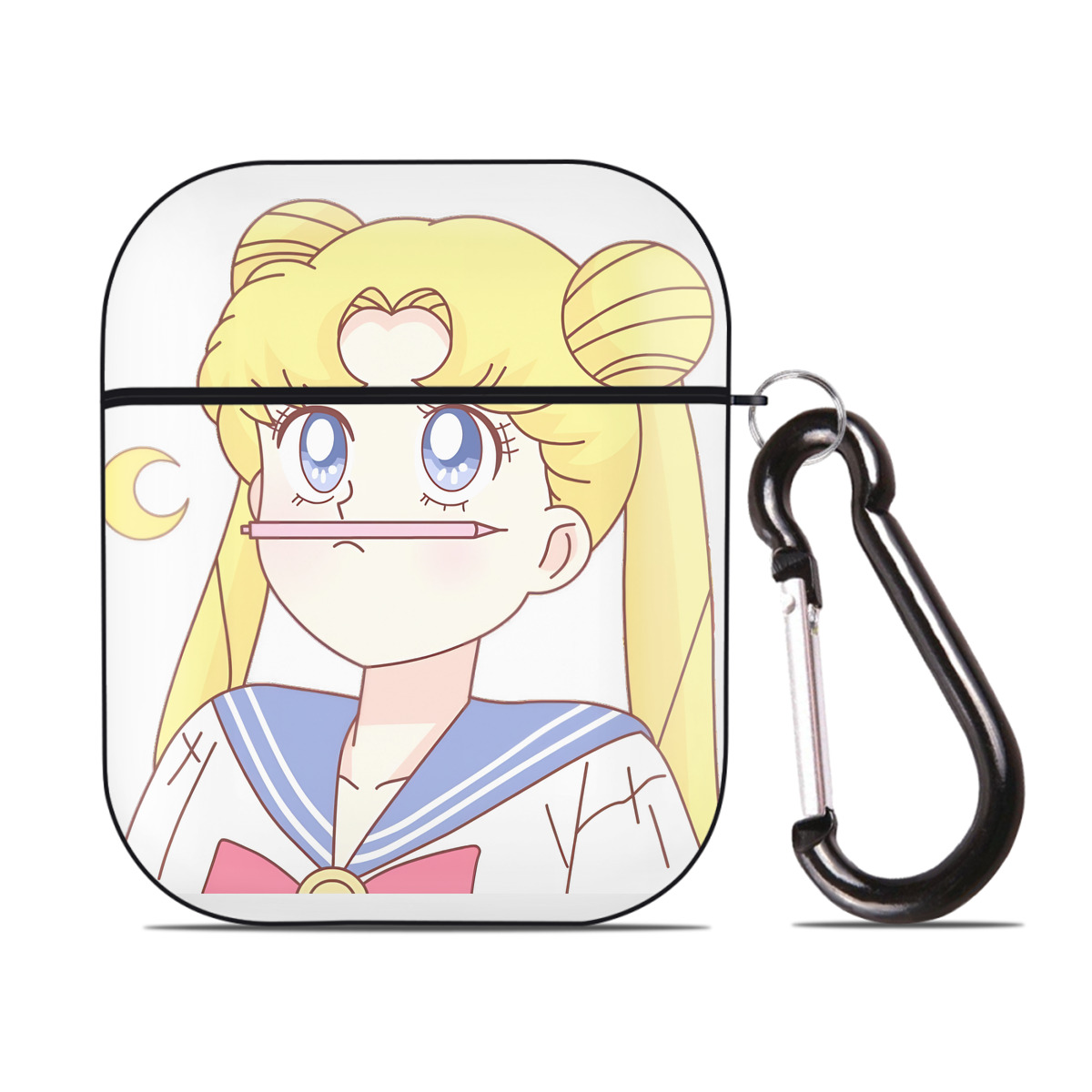 （画像用） 美少女戦士セーラームーン 愛野 美奈子 あいの みなこ Sailor Moon Aino Minako AirPods 第2世代保護ケース ハードシェル ブラック 耐衝撃・防指紋・カラビナ付き