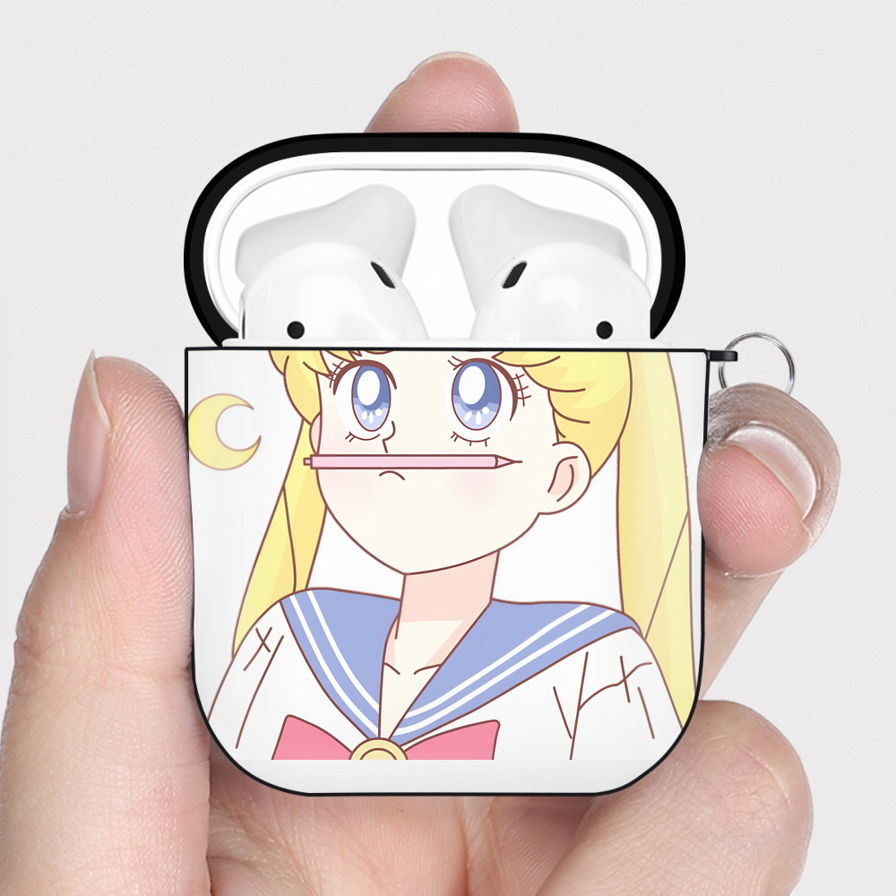 （画像用） 美少女戦士セーラームーン 愛野 美奈子 あいの みなこ Sailor Moon Aino Minako AirPods 第2世代保護ケース ハードシェル ブラック 耐衝撃・防指紋・カラビナ付き