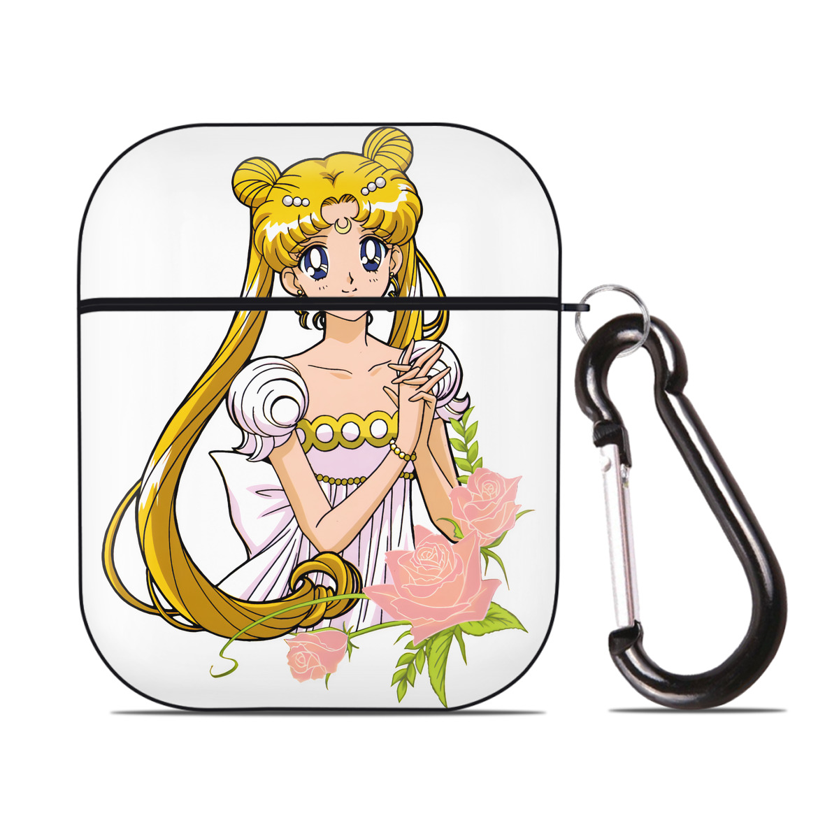 （画像用） 美少女戦士セーラームーン 愛野 美奈子 あいの みなこ Sailor Moon Aino Minako AirPods 第2世代保護ケース ハードシェル ブラック 耐衝撃・防指紋・カラビナ付き