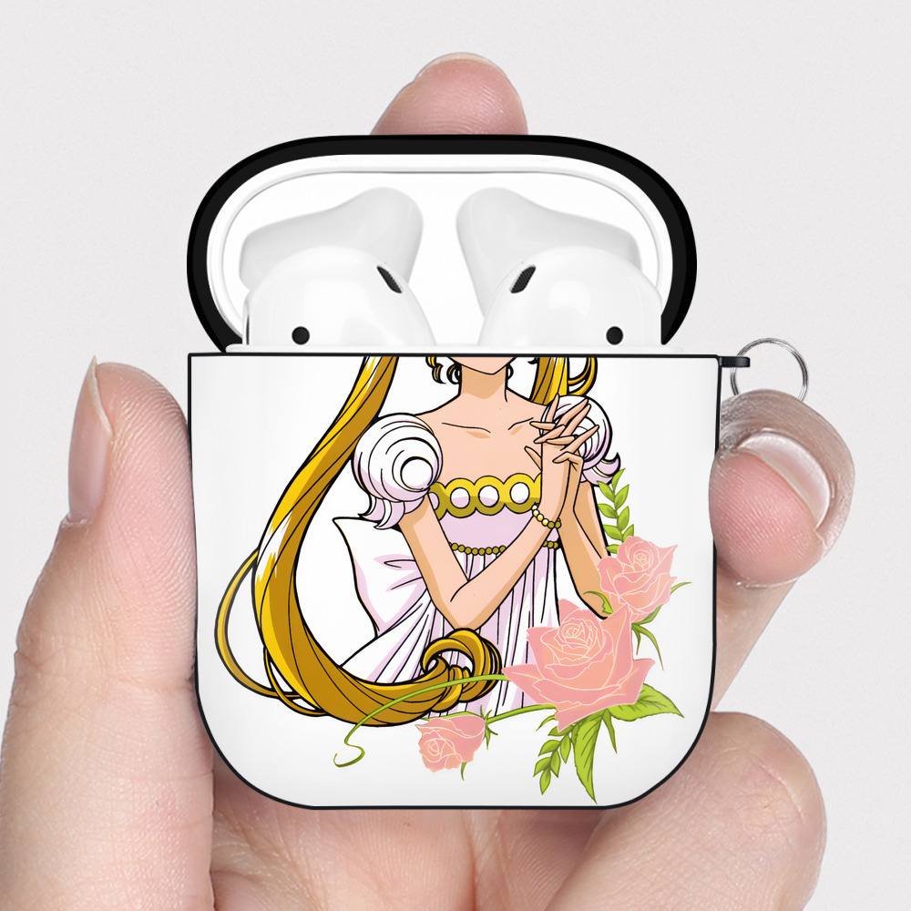 （画像用） 美少女戦士セーラームーン 愛野 美奈子 あいの みなこ Sailor Moon Aino Minako AirPods 第2世代保護ケース ハードシェル ブラック 耐衝撃・防指紋・カラビナ付き