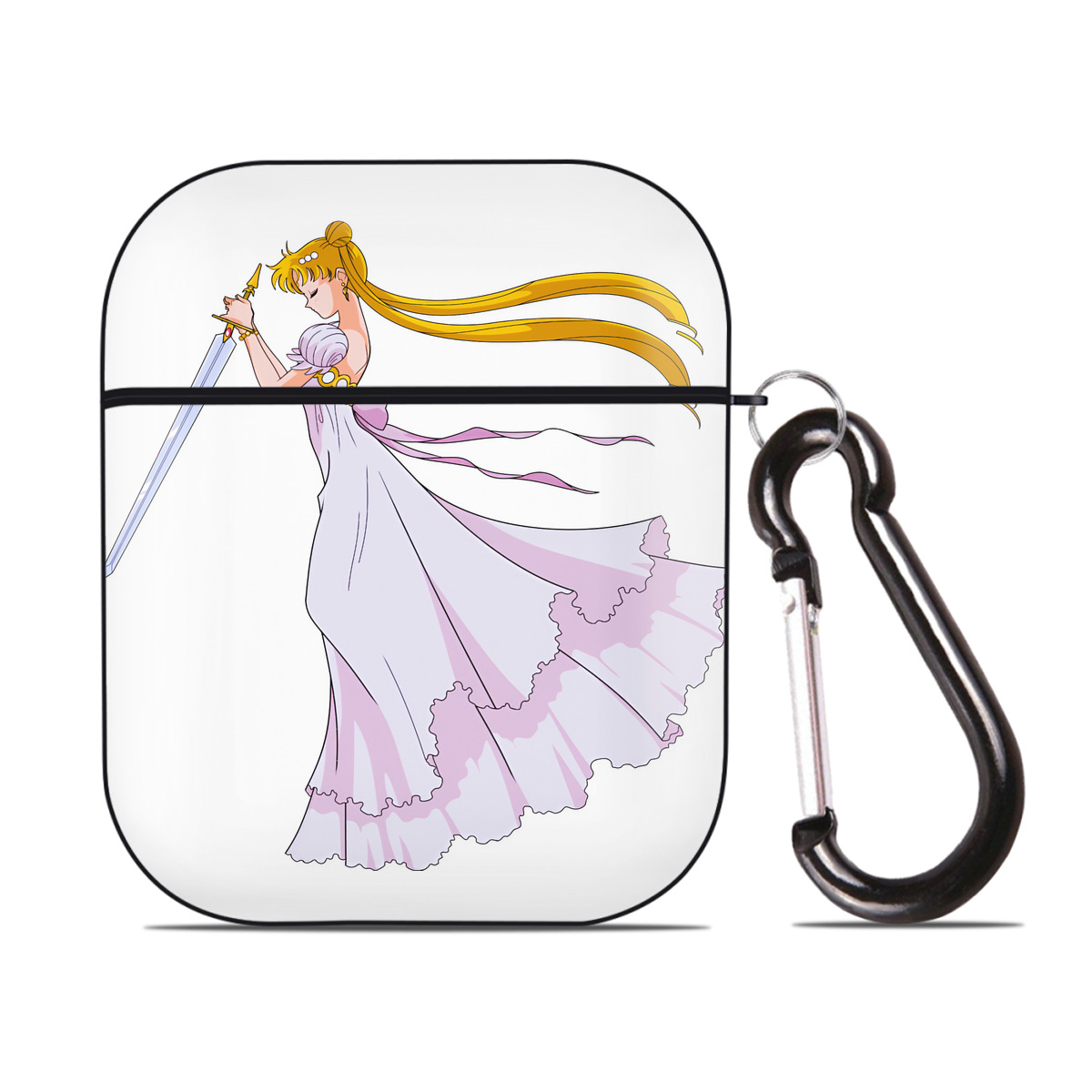 （画像用） 美少女戦士セーラームーン 愛野 美奈子 あいの みなこ Sailor Moon Aino Minako AirPods 第2世代保護ケース ハードシェル ブラック 耐衝撃・防指紋・カラビナ付き