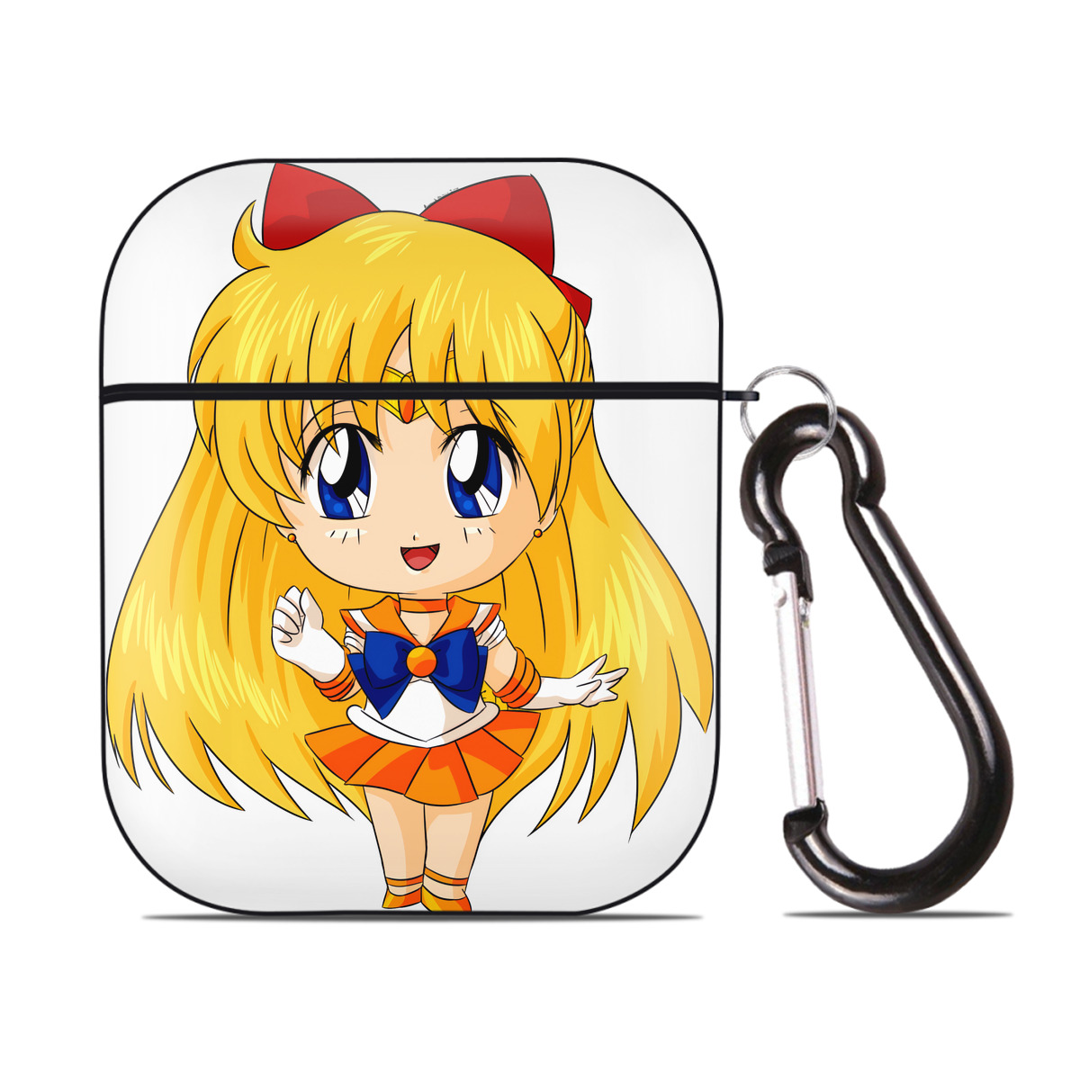 （画像用） 美少女戦士セーラームーン 愛野 美奈子 あいの みなこ Sailor Moon Aino Minako AirPods 第2世代保護ケース ハードシェル ブラック 耐衝撃・防指紋・カラビナ付き