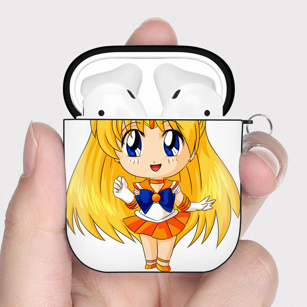 （画像用） 美少女戦士セーラームーン 愛野 美奈子 あいの みなこ Sailor Moon Aino Minako AirPods 第2世代保護ケース ハードシェル ブラック 耐衝撃・防指紋・カラビナ付き