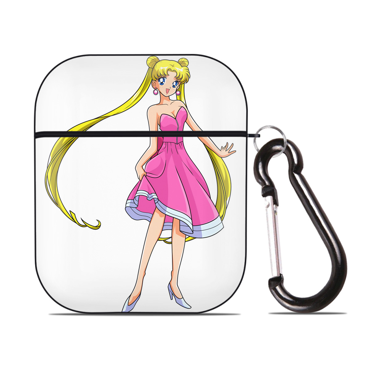 （画像用） 美少女戦士セーラームーン 愛野 美奈子 あいの みなこ Sailor Moon Aino Minako AirPods 第2世代保護ケース ハードシェル ブラック 耐衝撃・防指紋・カラビナ付き