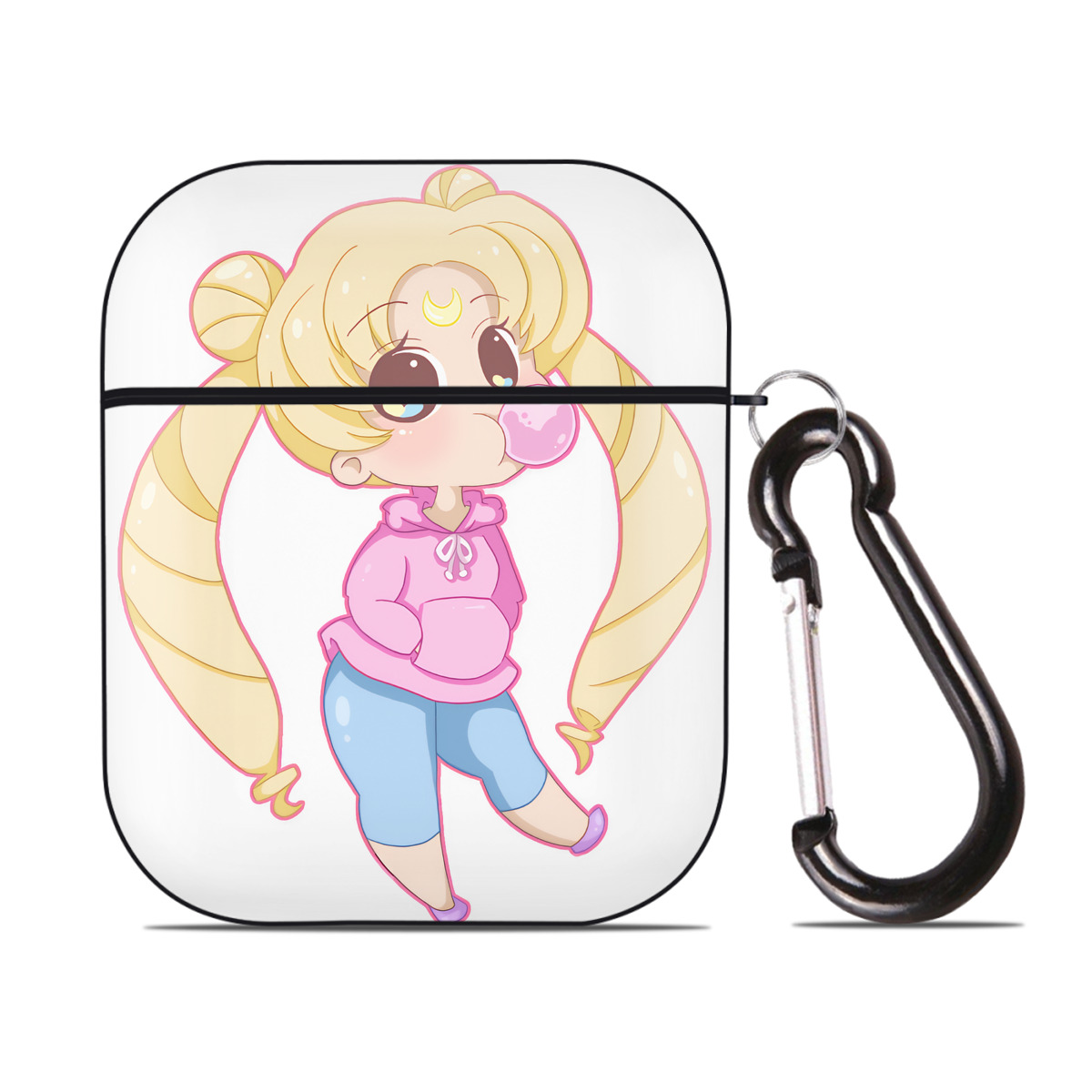（画像用） 美少女戦士セーラームーン 愛野 美奈子 あいの みなこ Sailor Moon Aino Minako AirPods 第2世代保護ケース ハードシェル ブラック 耐衝撃・防指紋・カラビナ付き