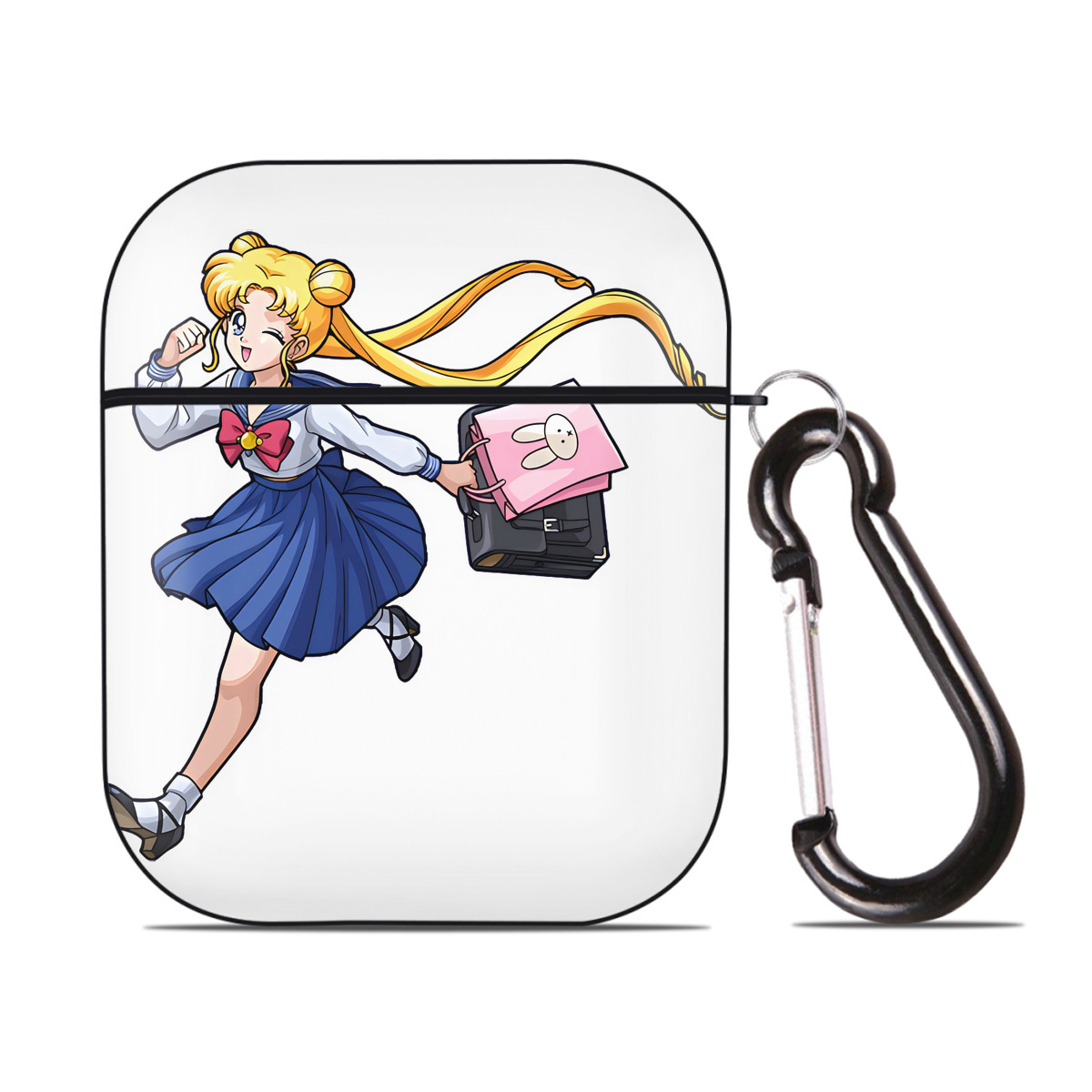 （画像用） 美少女戦士セーラームーン 愛野 美奈子 あいの みなこ Sailor Moon Aino Minako AirPods 第2世代保護ケース ハードシェル ブラック 耐衝撃・防指紋・カラビナ付き