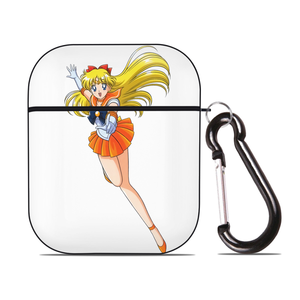 （画像用） 美少女戦士セーラームーン 愛野 美奈子 あいの みなこ Sailor Moon Aino Minako AirPods 第2世代保護ケース ハードシェル ブラック 耐衝撃・防指紋・カラビナ付き