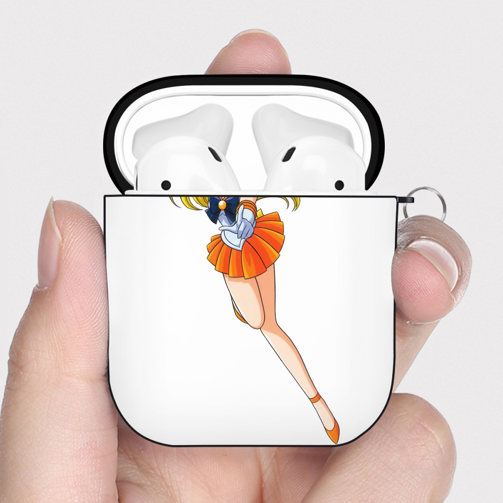 （画像用） 美少女戦士セーラームーン 愛野 美奈子 あいの みなこ Sailor Moon Aino Minako AirPods 第2世代保護ケース ハードシェル ブラック 耐衝撃・防指紋・カラビナ付き