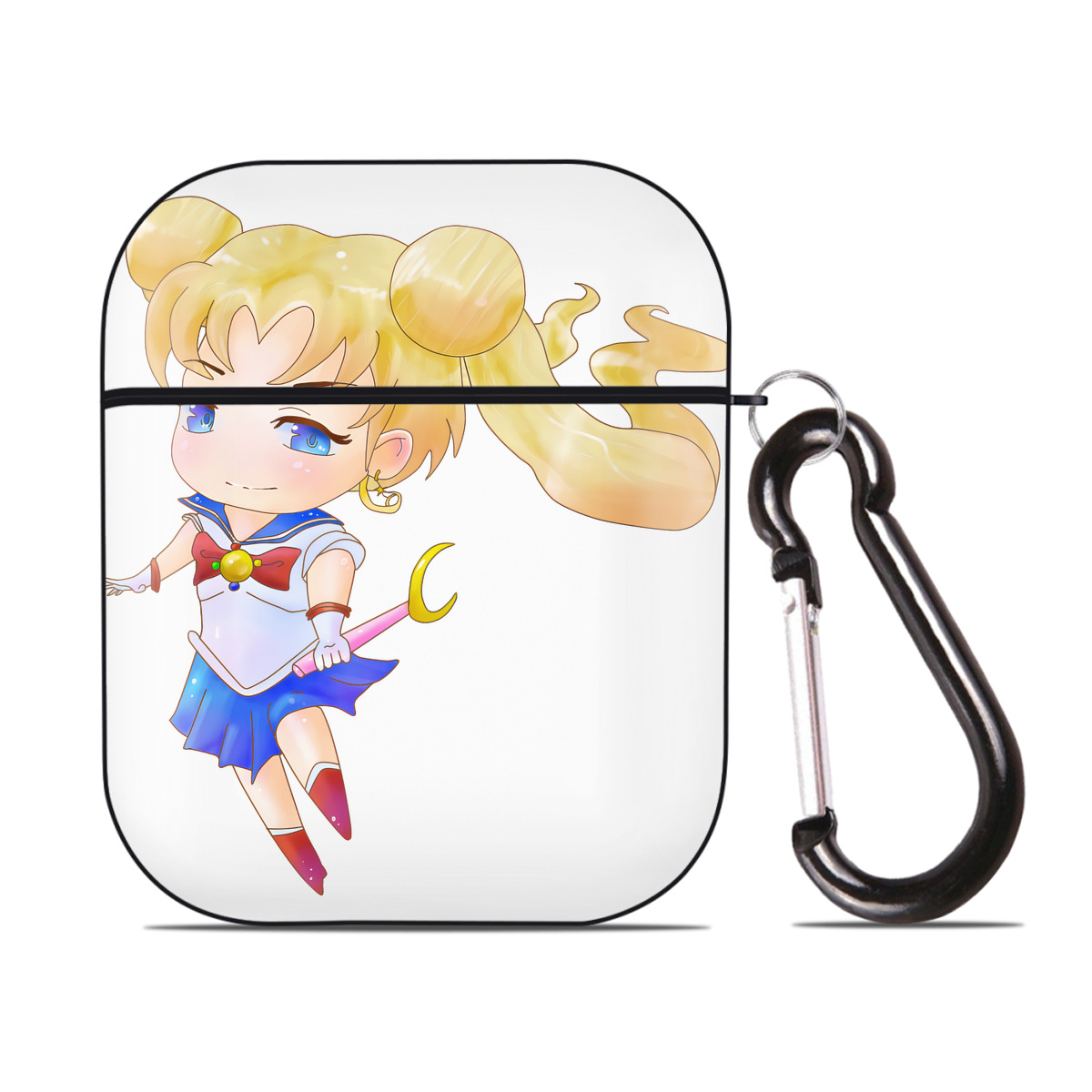 （画像用） 美少女戦士セーラームーン 愛野 美奈子 あいの みなこ Sailor Moon Aino Minako AirPods 第2世代保護ケース ハードシェル ブラック 耐衝撃・防指紋・カラビナ付き