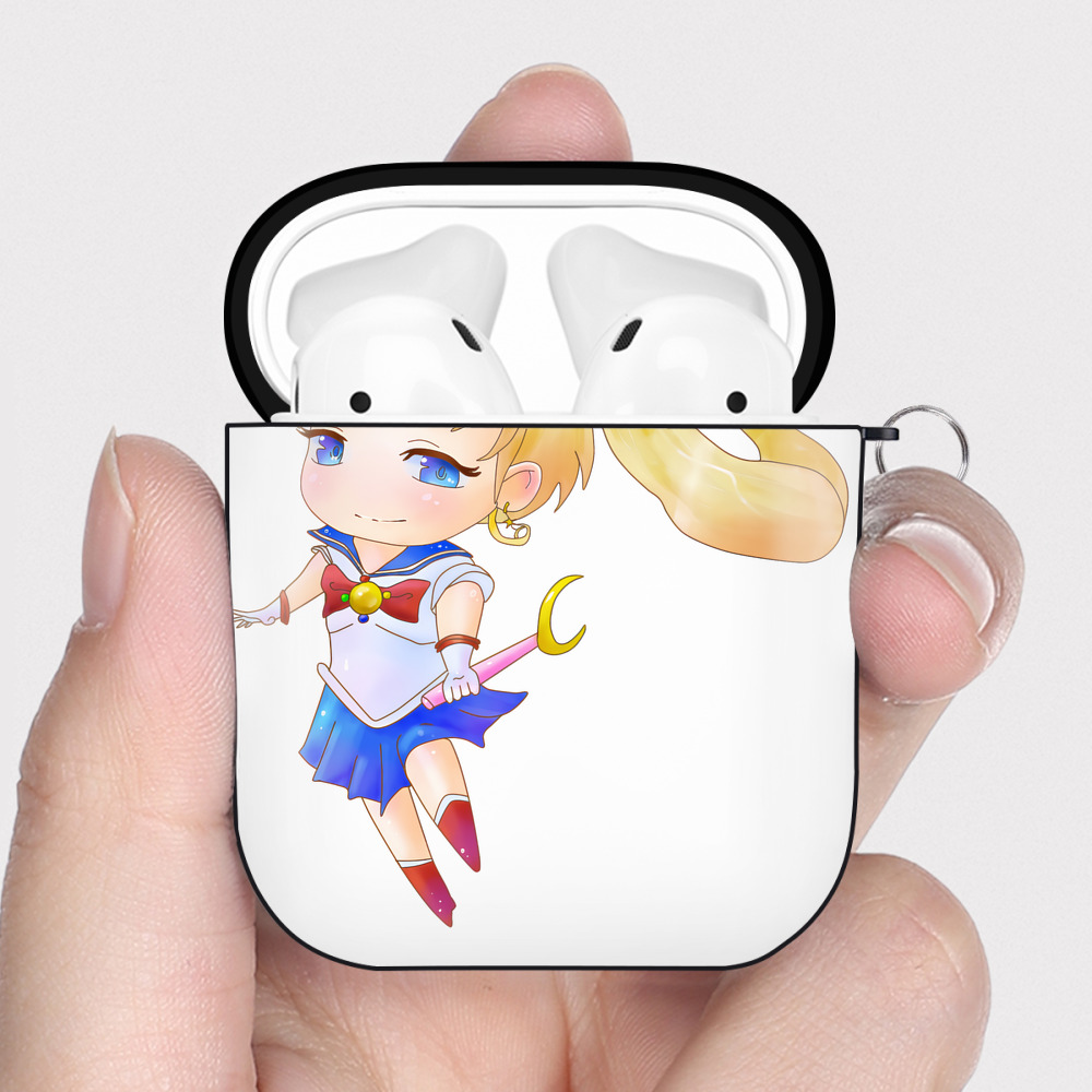（画像用） 美少女戦士セーラームーン 愛野 美奈子 あいの みなこ Sailor Moon Aino Minako AirPods 第2世代保護ケース ハードシェル ブラック 耐衝撃・防指紋・カラビナ付き