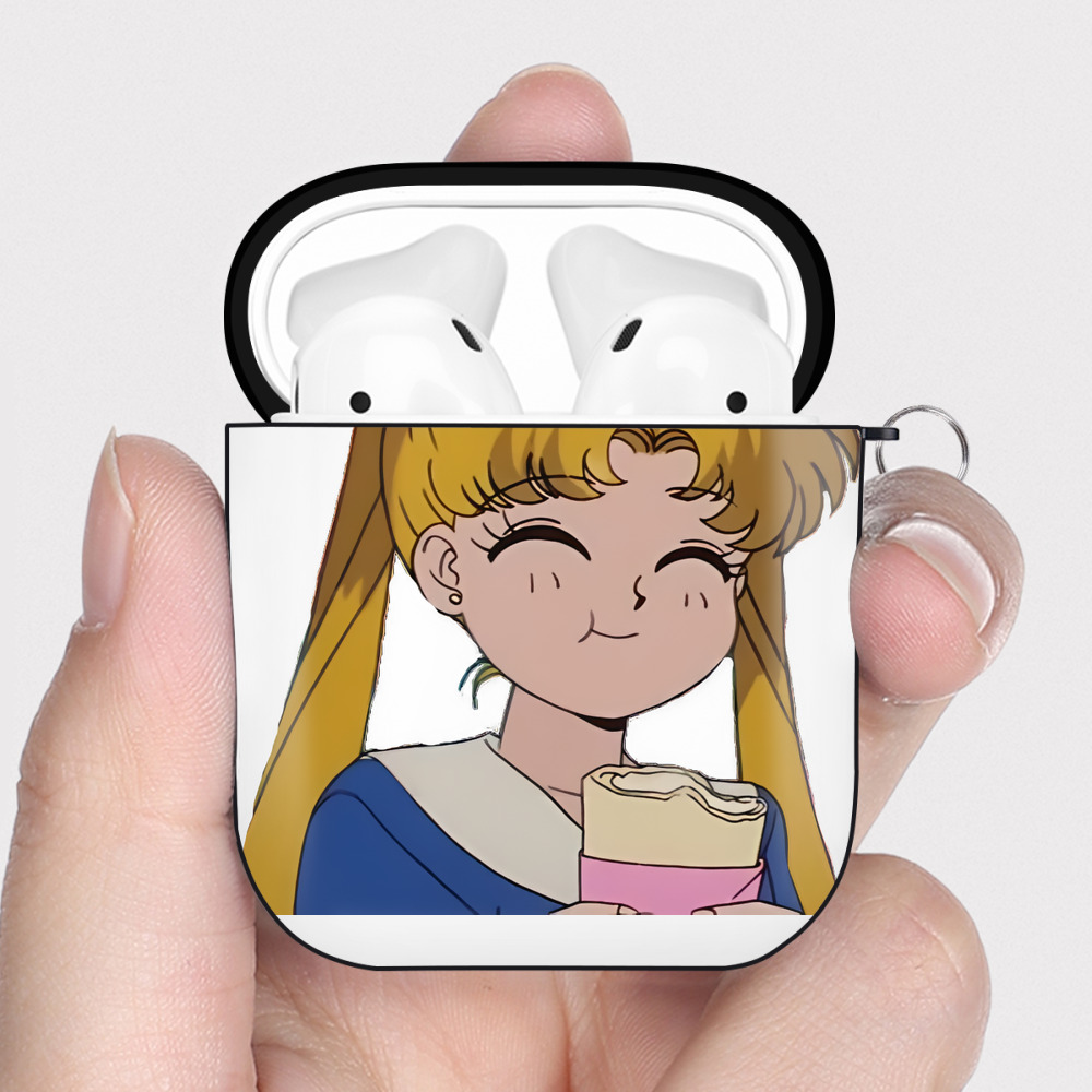 （画像用） 美少女戦士セーラームーン 愛野 美奈子 あいの みなこ Sailor Moon Aino Minako AirPods 第2世代保護ケース ハードシェル ブラック 耐衝撃・防指紋・カラビナ付き