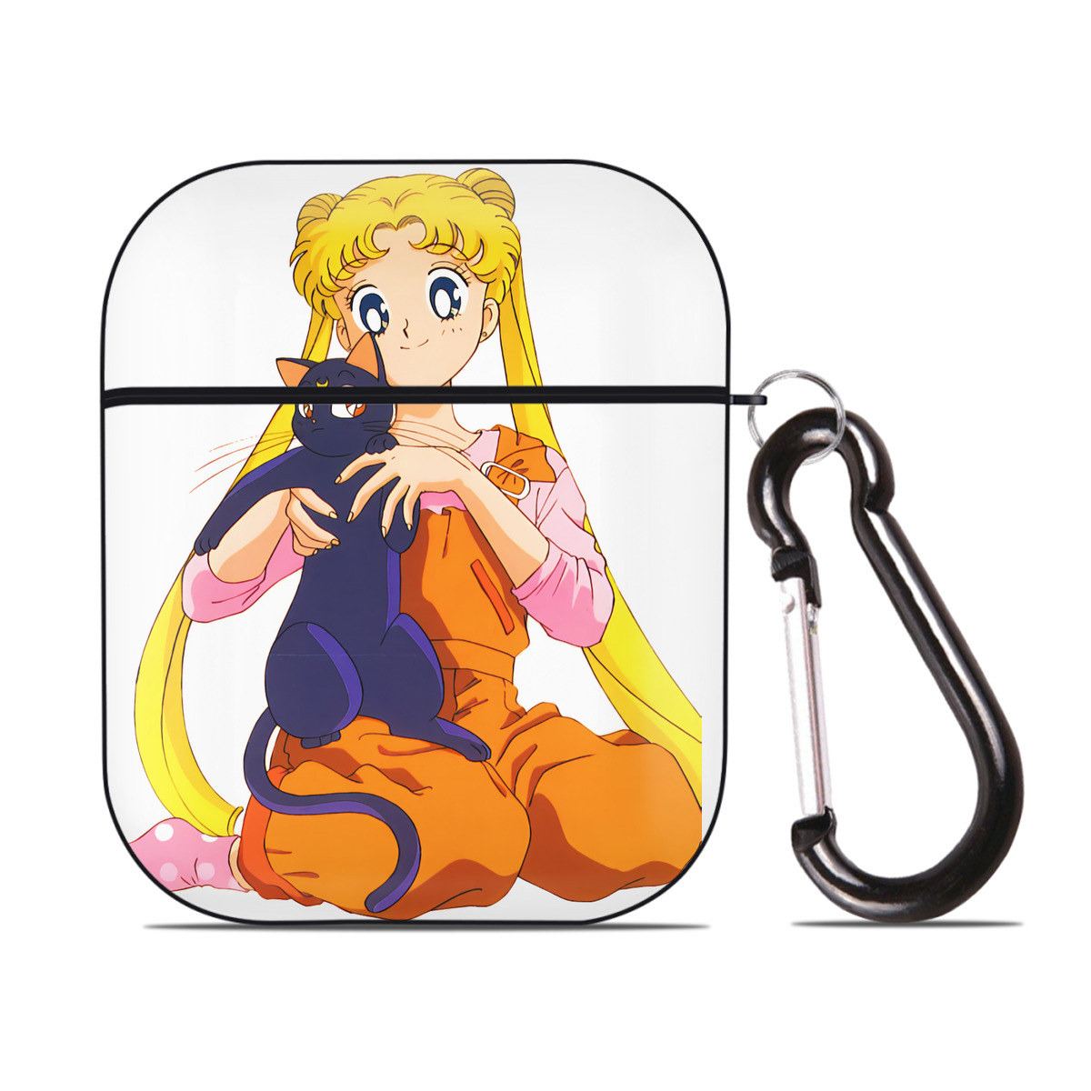 （画像用） 美少女戦士セーラームーン 愛野 美奈子 あいの みなこ Sailor Moon Aino Minako AirPods 第2世代保護ケース ハードシェル ブラック 耐衝撃・防指紋・カラビナ付き