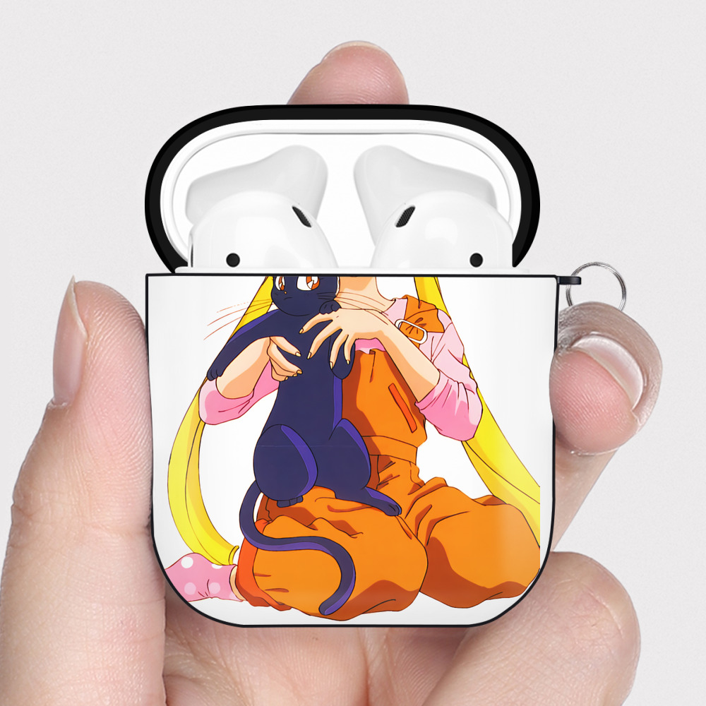（画像用） 美少女戦士セーラームーン 愛野 美奈子 あいの みなこ Sailor Moon Aino Minako AirPods 第2世代保護ケース ハードシェル ブラック 耐衝撃・防指紋・カラビナ付き