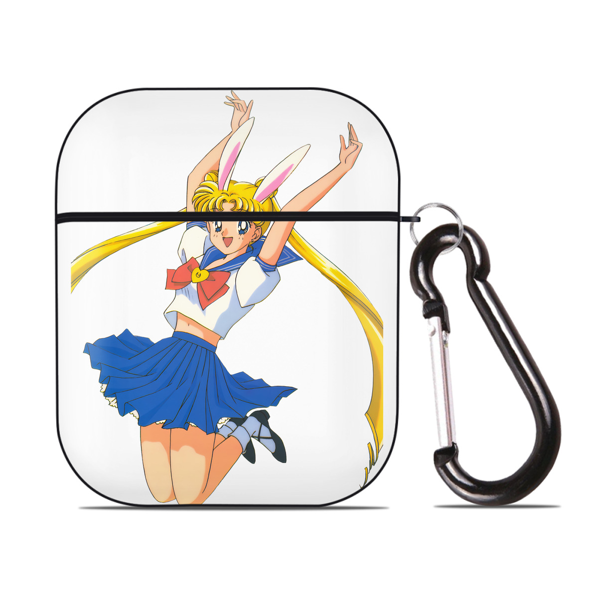 （画像用） 美少女戦士セーラームーン 愛野 美奈子 あいの みなこ Sailor Moon Aino Minako AirPods 第2世代保護ケース ハードシェル ブラック 耐衝撃・防指紋・カラビナ付き