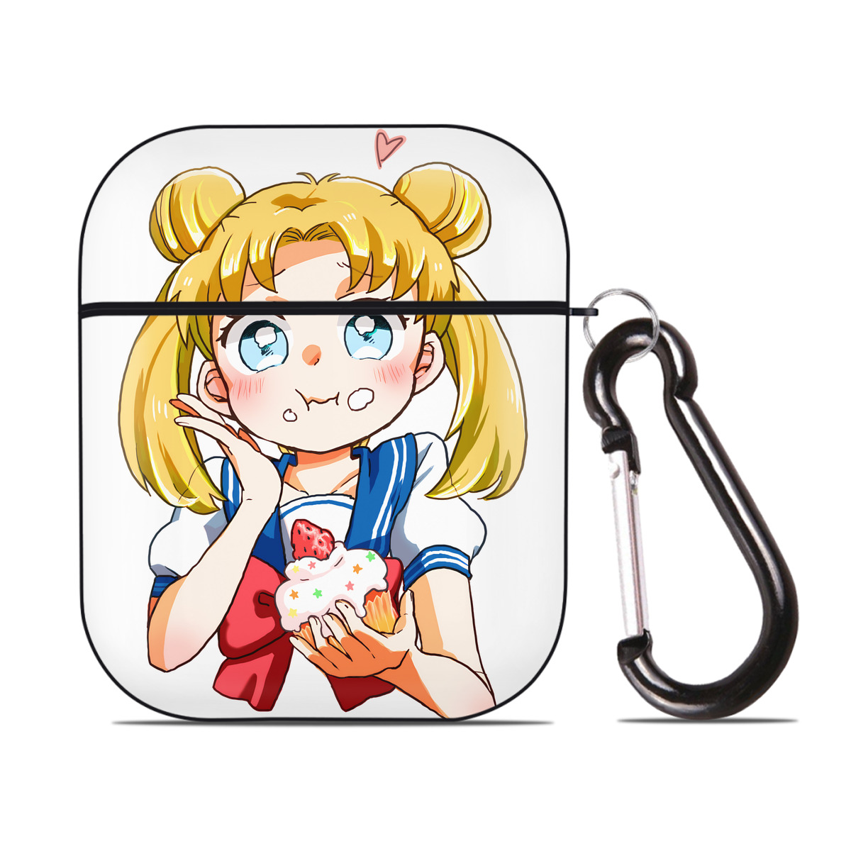 （画像用） 美少女戦士セーラームーン 愛野 美奈子 あいの みなこ Sailor Moon Aino Minako AirPods 第2世代保護ケース ハードシェル ブラック 耐衝撃・防指紋・カラビナ付き
