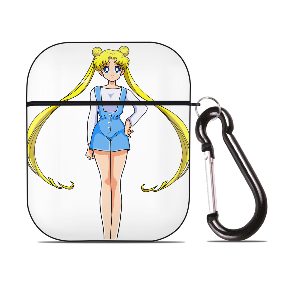 （画像用） 美少女戦士セーラームーン 愛野 美奈子 あいの みなこ Sailor Moon Aino Minako AirPods 第2世代保護ケース ハードシェル ブラック 耐衝撃・防指紋・カラビナ付き