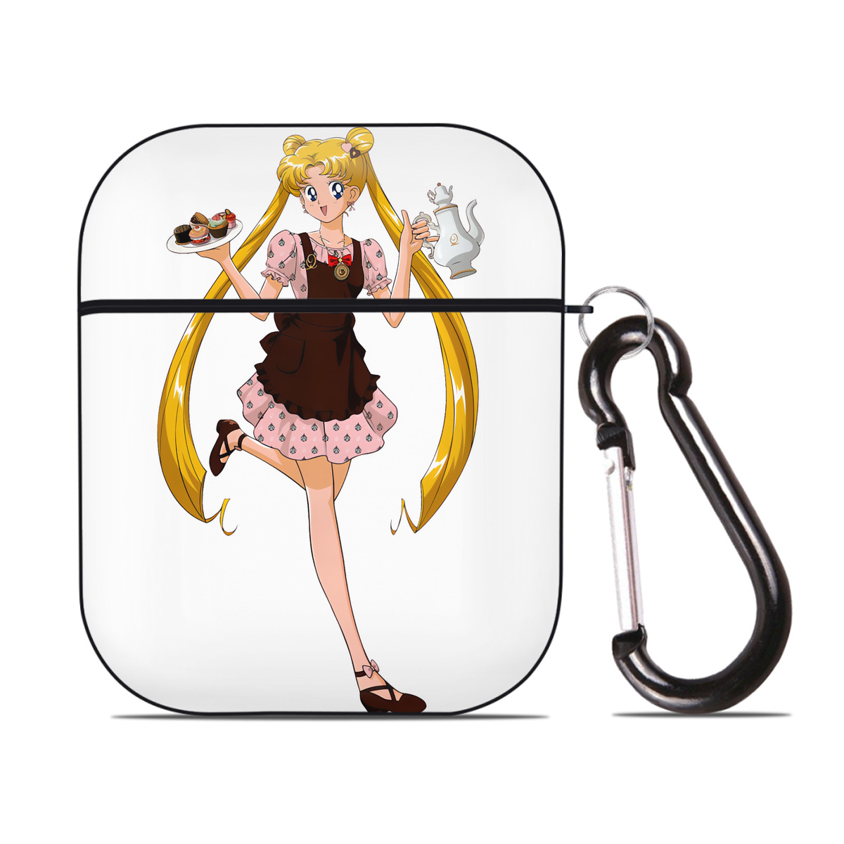 （画像用） 美少女戦士セーラームーン 愛野 美奈子 あいの みなこ Sailor Moon Aino Minako AirPods 第2世代保護ケース ハードシェル ブラック 耐衝撃・防指紋・カラビナ付き