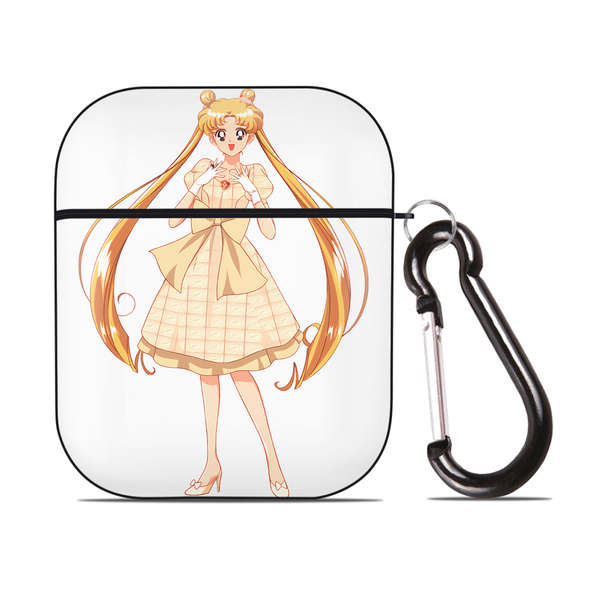 （画像用） 美少女戦士セーラームーン 愛野 美奈子 あいの みなこ Sailor Moon Aino Minako AirPods 第2世代保護ケース ハードシェル ブラック 耐衝撃・防指紋・カラビナ付き