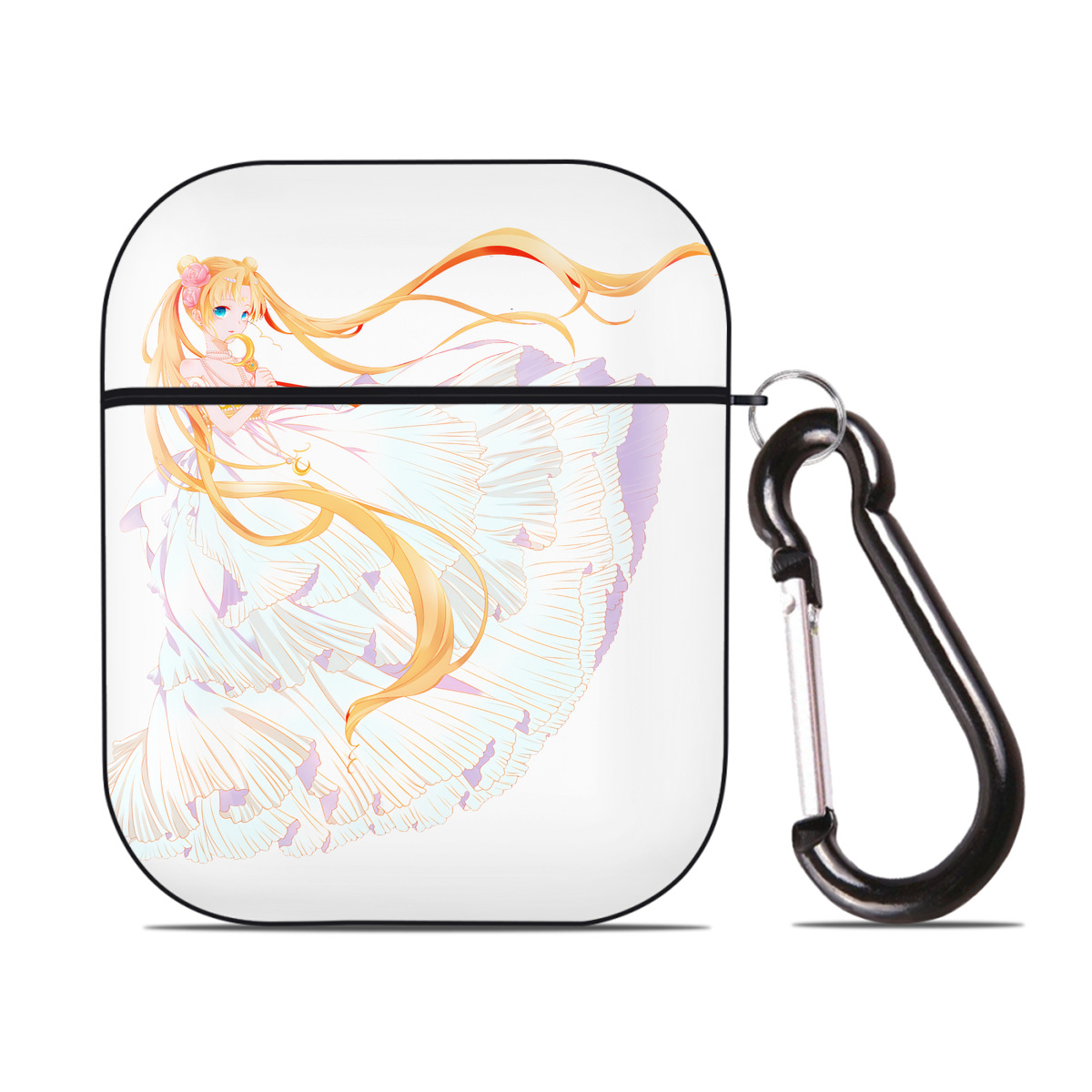 （画像用） 美少女戦士セーラームーン 愛野 美奈子 あいの みなこ Sailor Moon Aino Minako AirPods 第2世代保護ケース ハードシェル ブラック 耐衝撃・防指紋・カラビナ付き