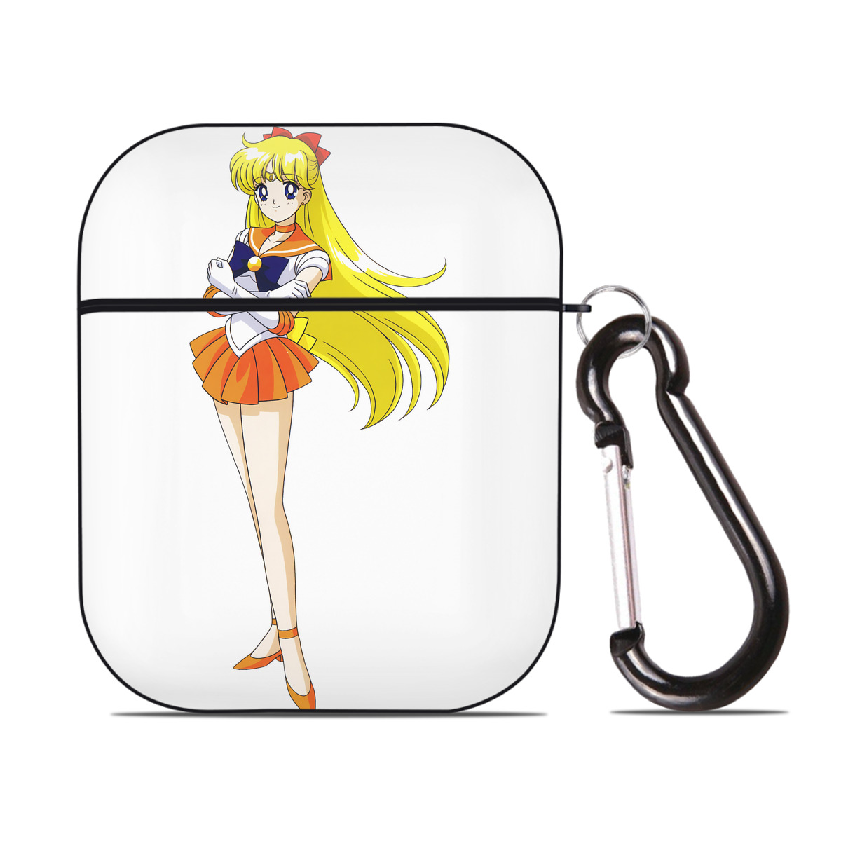 （画像用） 美少女戦士セーラームーン 愛野 美奈子 あいの みなこ Sailor Moon Aino Minako AirPods 第2世代保護ケース ハードシェル ブラック 耐衝撃・防指紋・カラビナ付き
