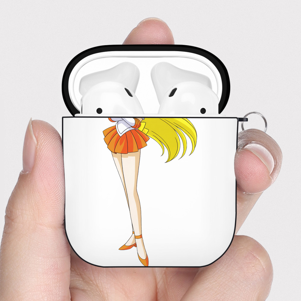 （画像用） 美少女戦士セーラームーン 愛野 美奈子 あいの みなこ Sailor Moon Aino Minako AirPods 第2世代保護ケース ハードシェル ブラック 耐衝撃・防指紋・カラビナ付き