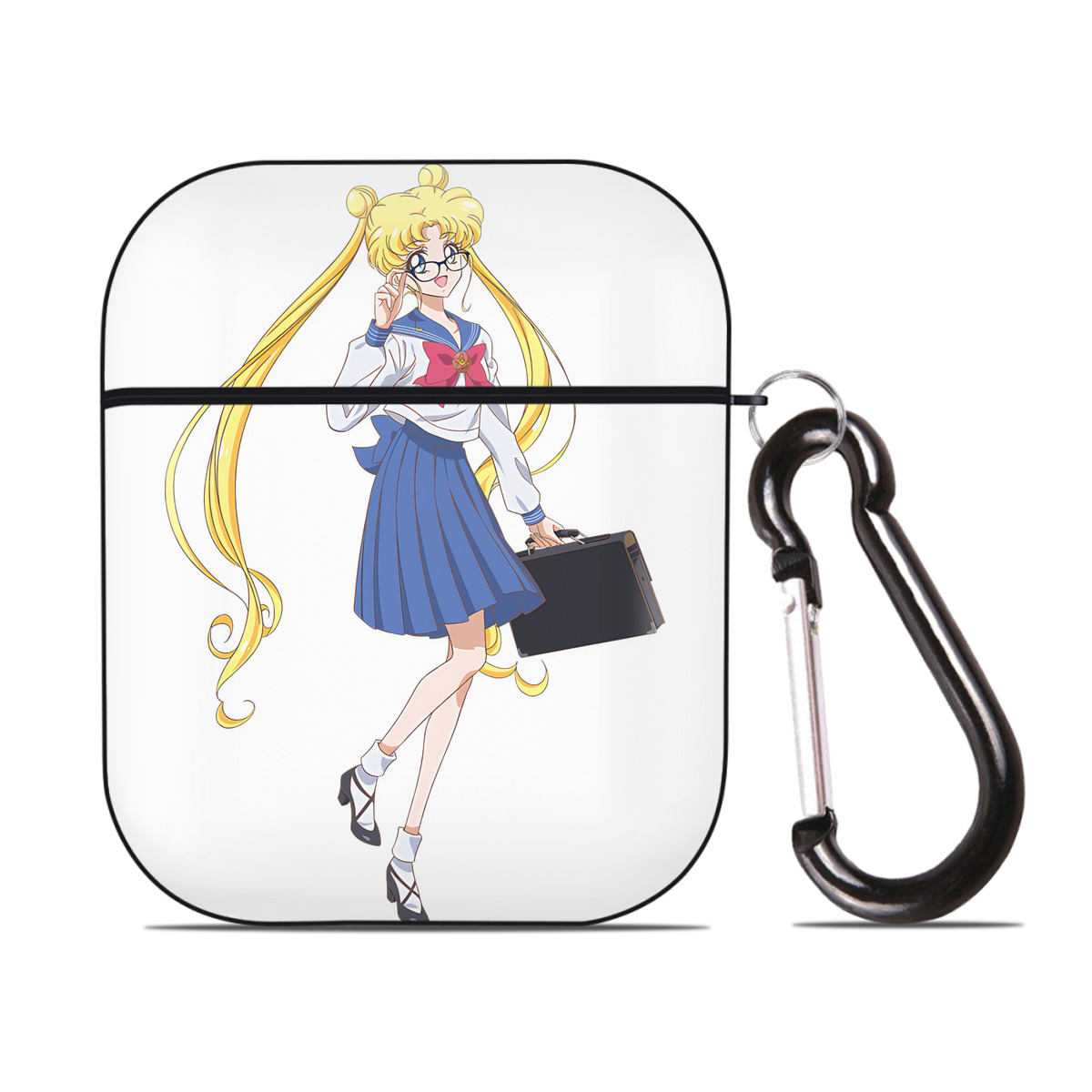 （画像用） 美少女戦士セーラームーン 愛野 美奈子 あいの みなこ Sailor Moon Aino Minako AirPods 第2世代保護ケース ハードシェル ブラック 耐衝撃・防指紋・カラビナ付き
