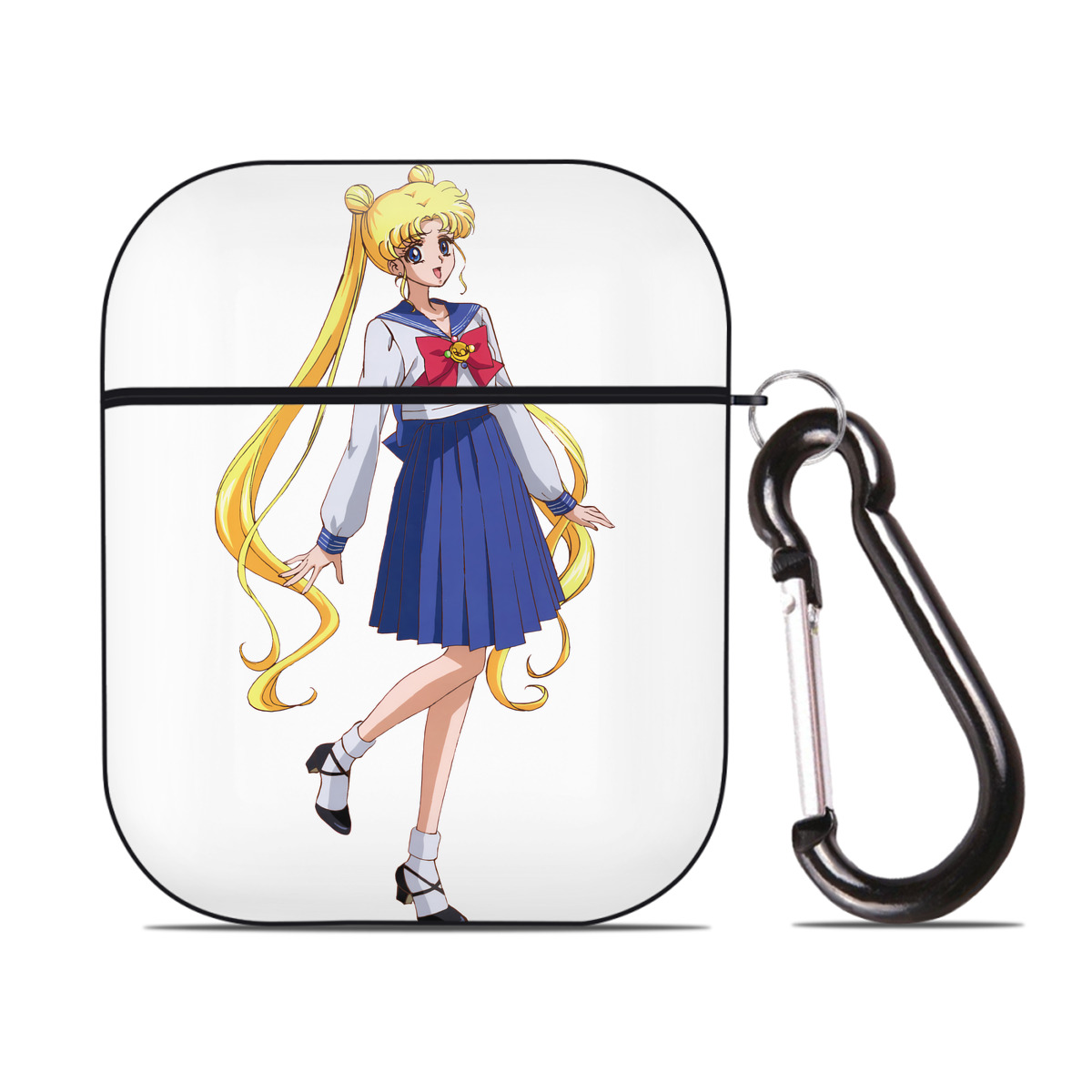 （画像用） 美少女戦士セーラームーン 愛野 美奈子 あいの みなこ Sailor Moon Aino Minako AirPods 第2世代保護ケース ハードシェル ブラック 耐衝撃・防指紋・カラビナ付き