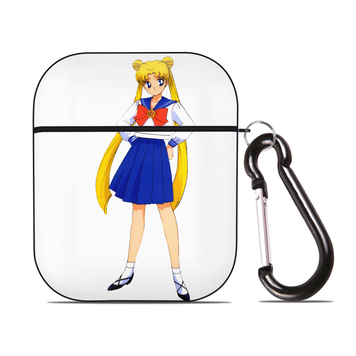 （画像用） 美少女戦士セーラームーン 愛野 美奈子 あいの みなこ Sailor Moon Aino Minako AirPods 第2世代保護ケース ハードシェル ブラック 耐衝撃・防指紋・カラビナ付き