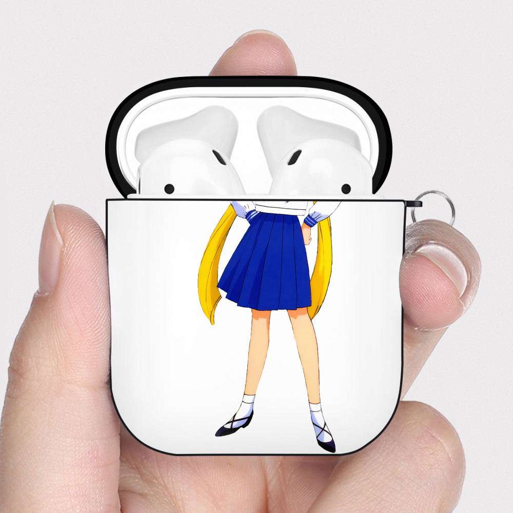 （画像用） 美少女戦士セーラームーン 愛野 美奈子 あいの みなこ Sailor Moon Aino Minako AirPods 第2世代保護ケース ハードシェル ブラック 耐衝撃・防指紋・カラビナ付き